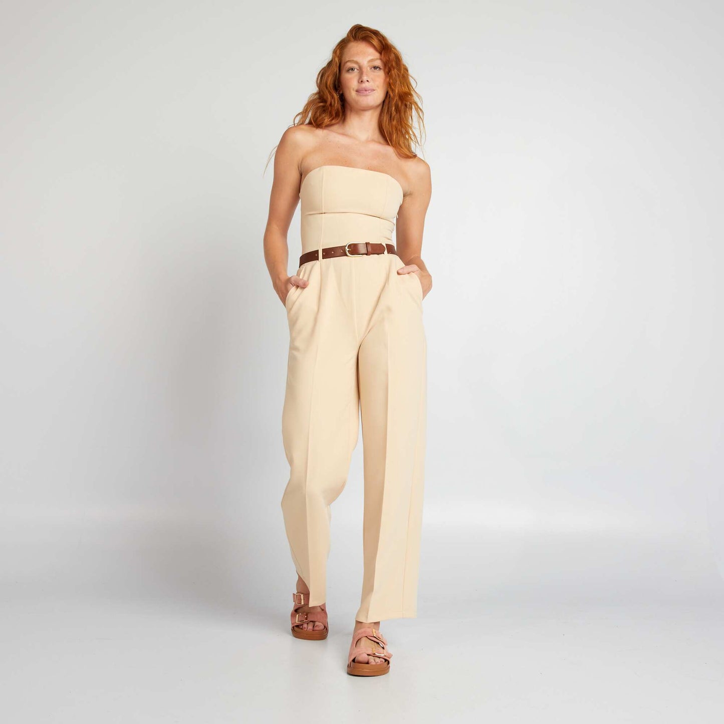 Combinaison longue en bustier BEIGE
