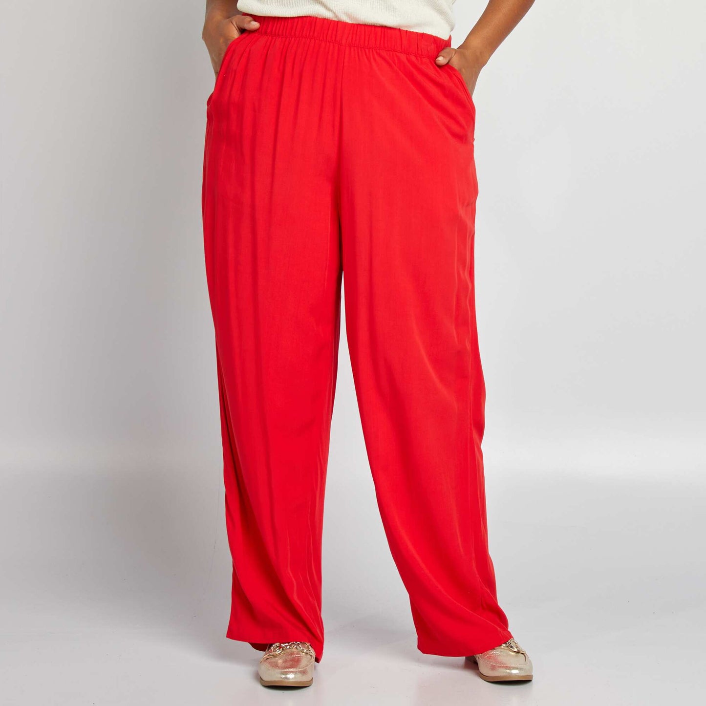 Pantalon large fluide ROUGE