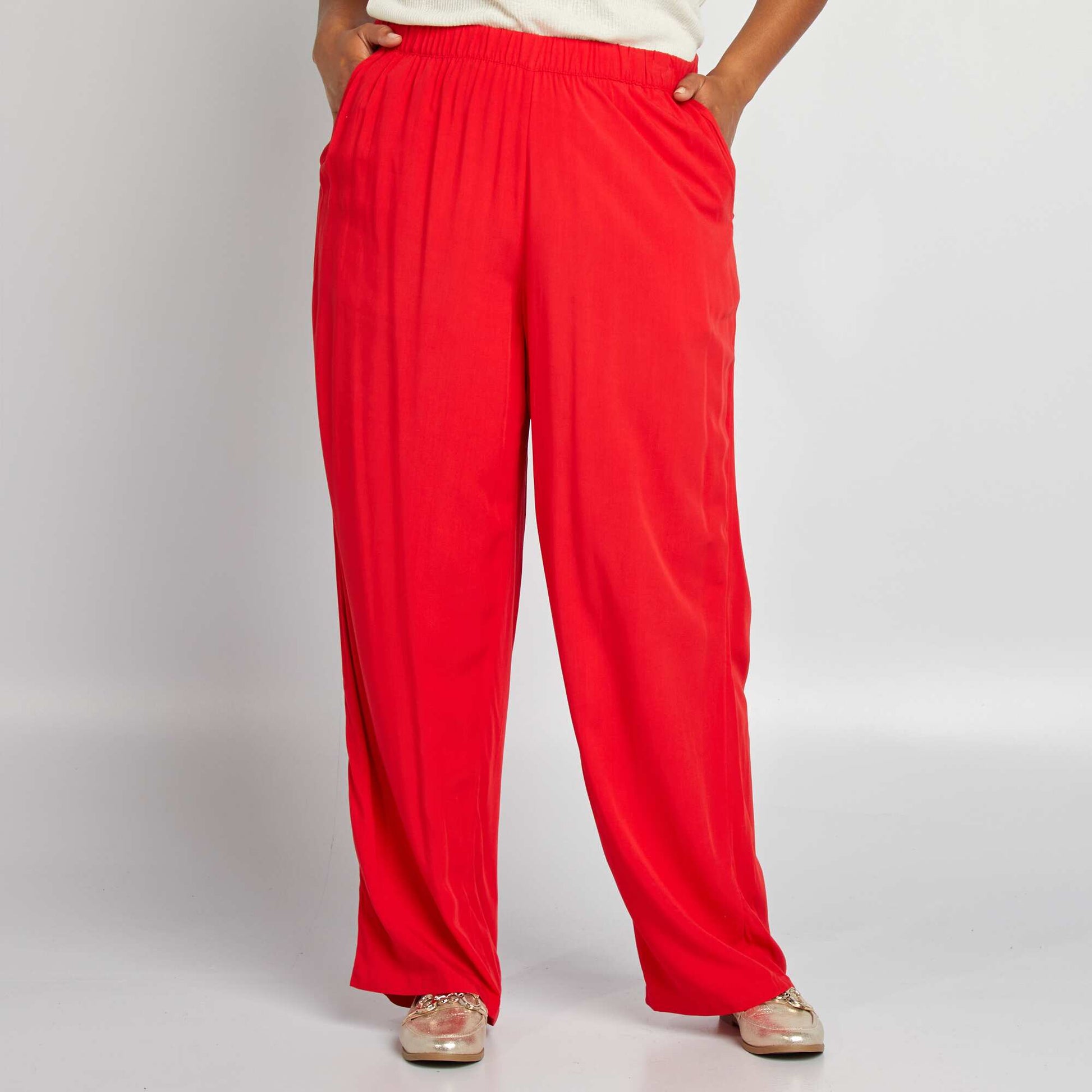 Pantalon large fluide ROUGE