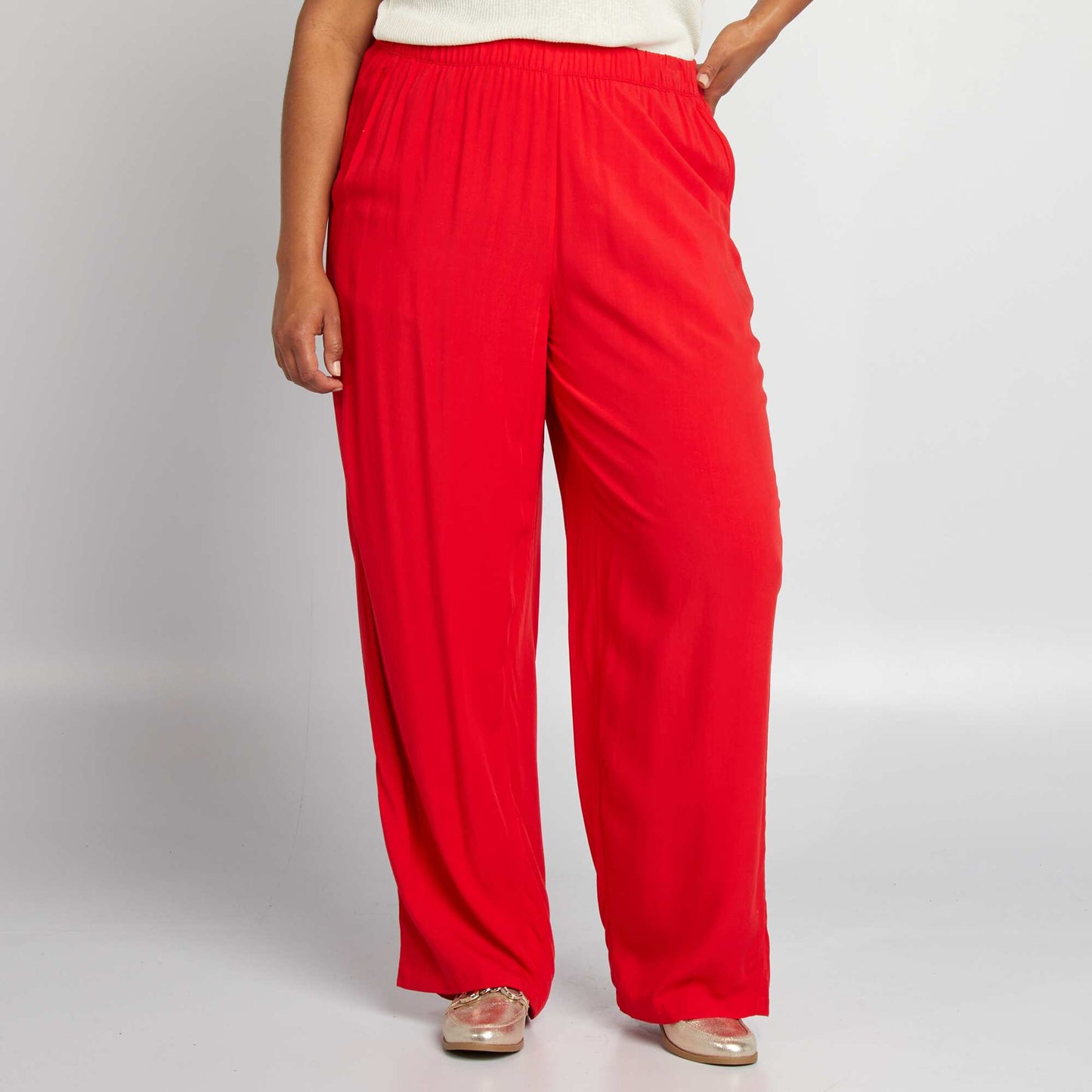 Pantalon large fluide ROUGE