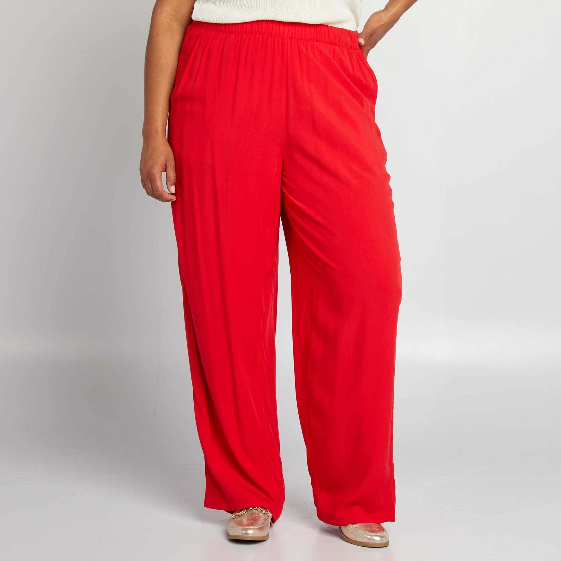 Pantalon large fluide ROUGE