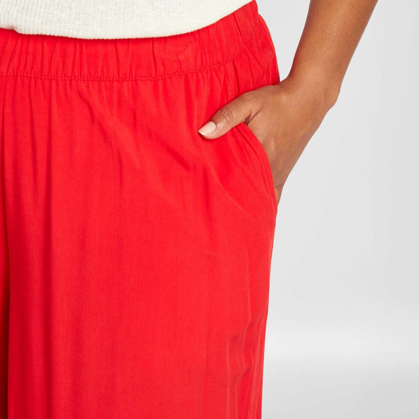 Pantalon large fluide ROUGE