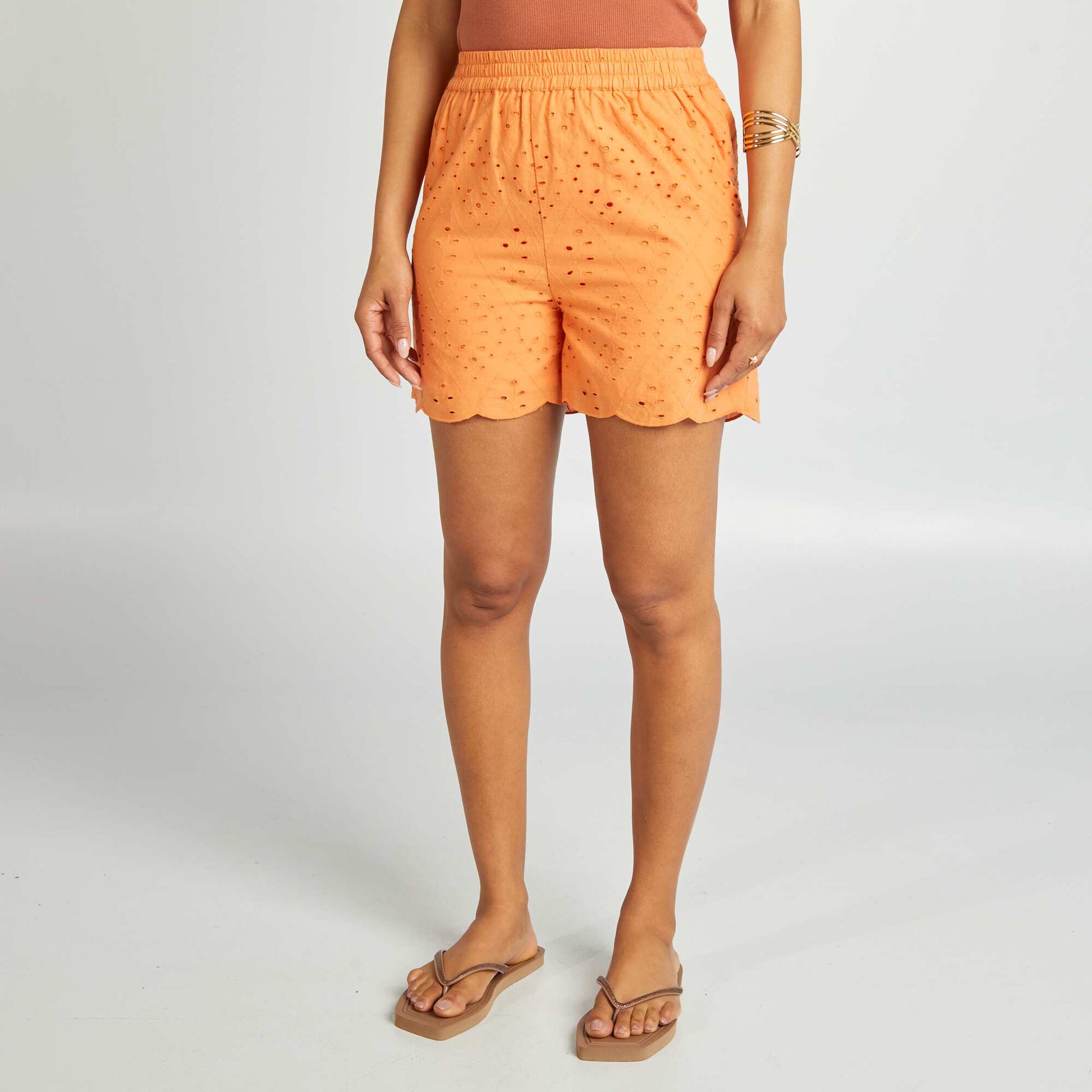 Short en macramé avec plumetis ORANGE