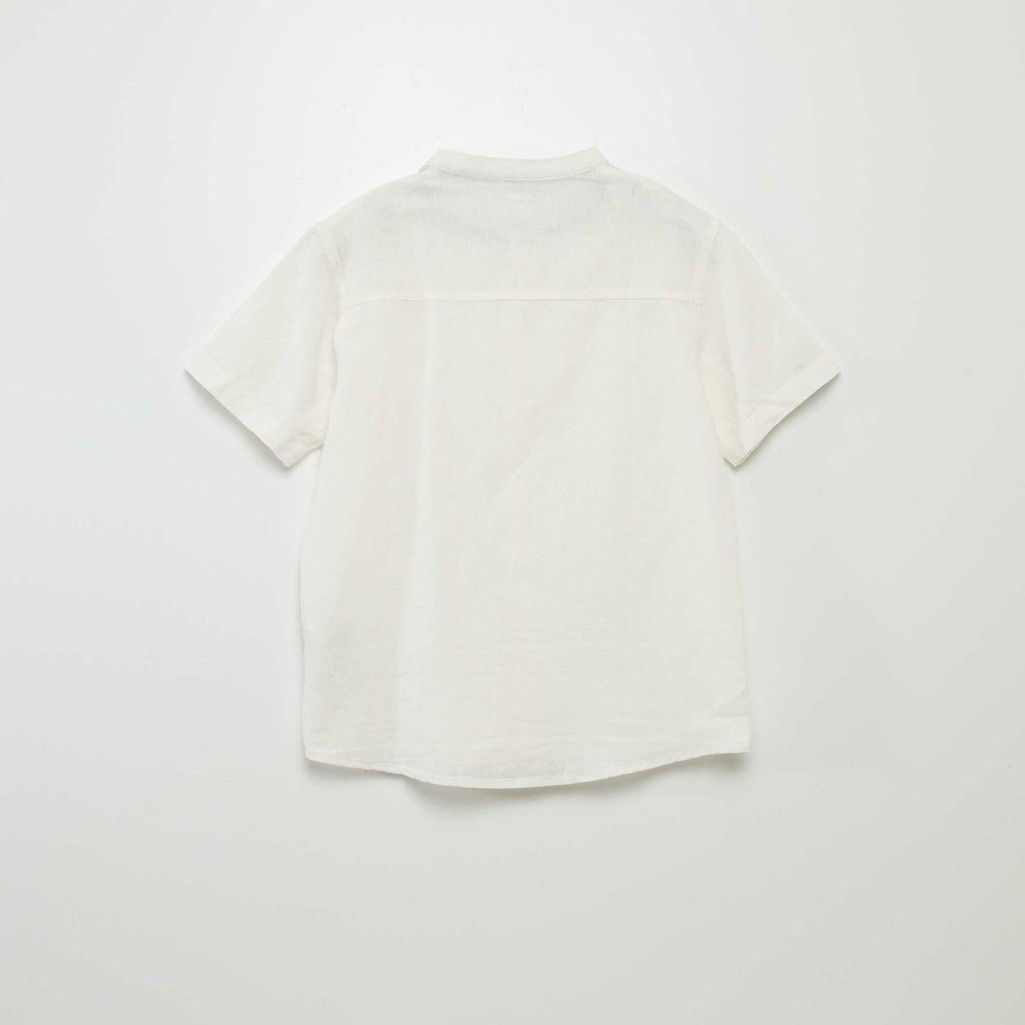 Chemise col mao lin mélangé BLANC