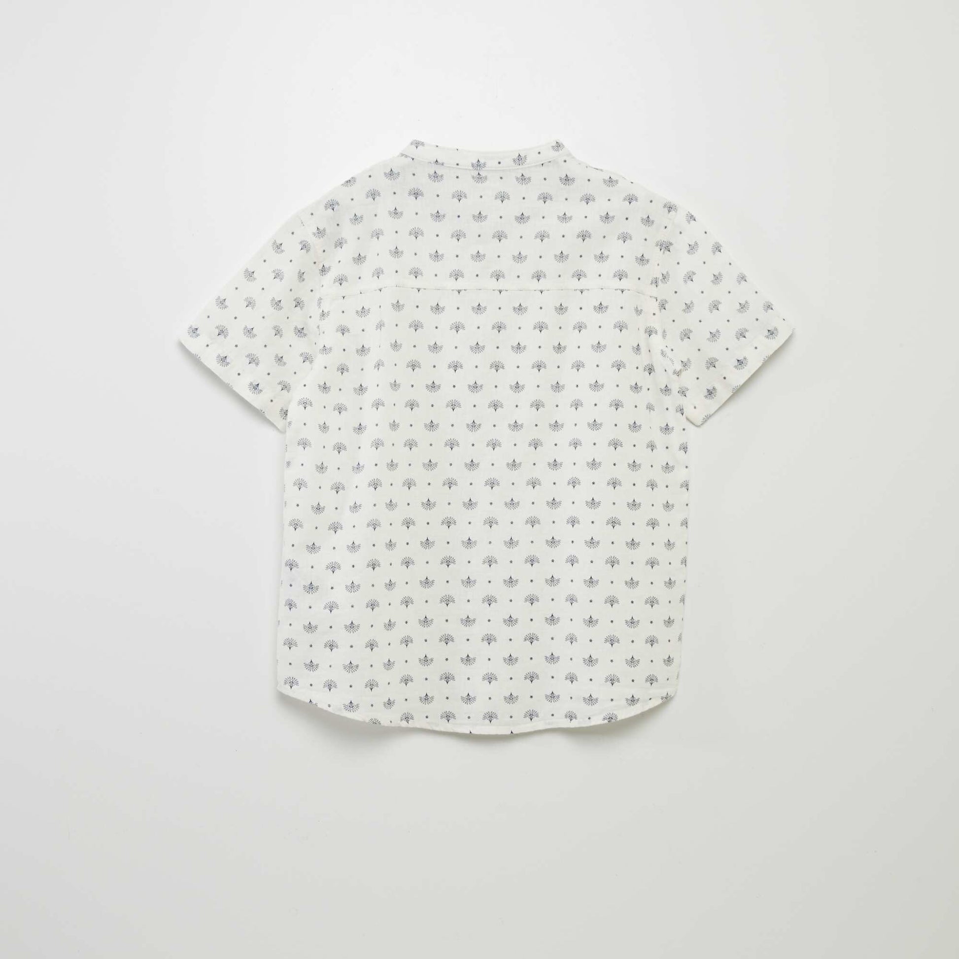 Chemise col mao lin mélangé BLANC IMPRIMé