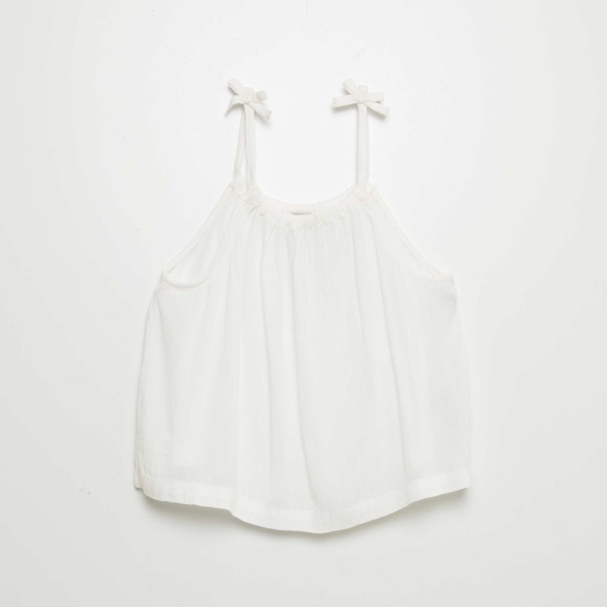 Top en maille crêpe imprimé BLANC