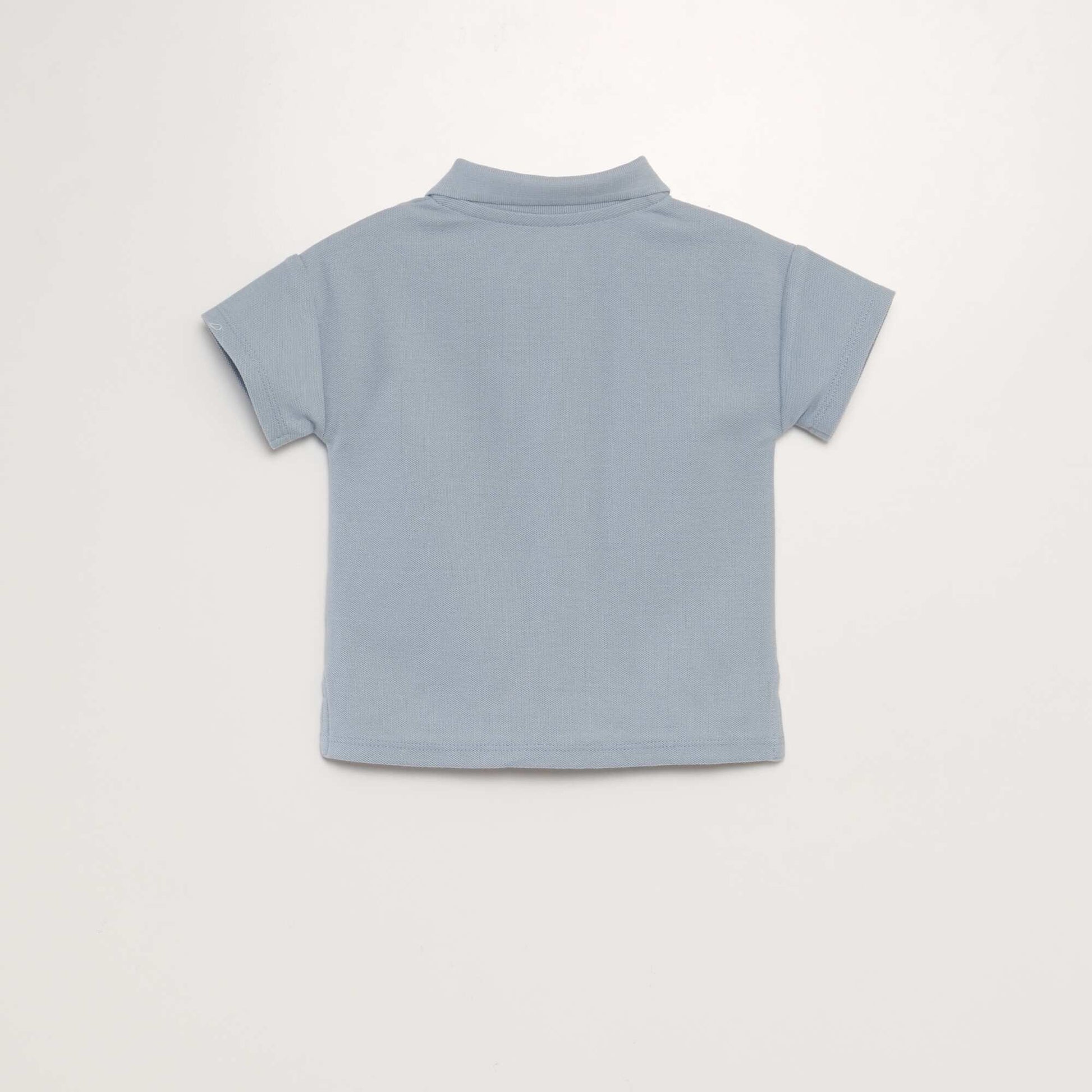 Polo en coton piqué BLEU GRIS