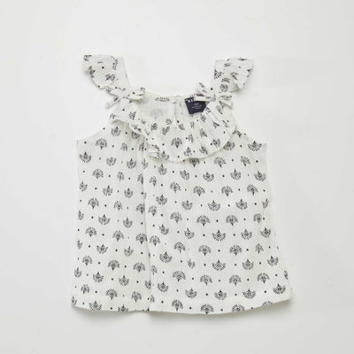 Blouse à bretelles volantées BLANC IMPRIMé