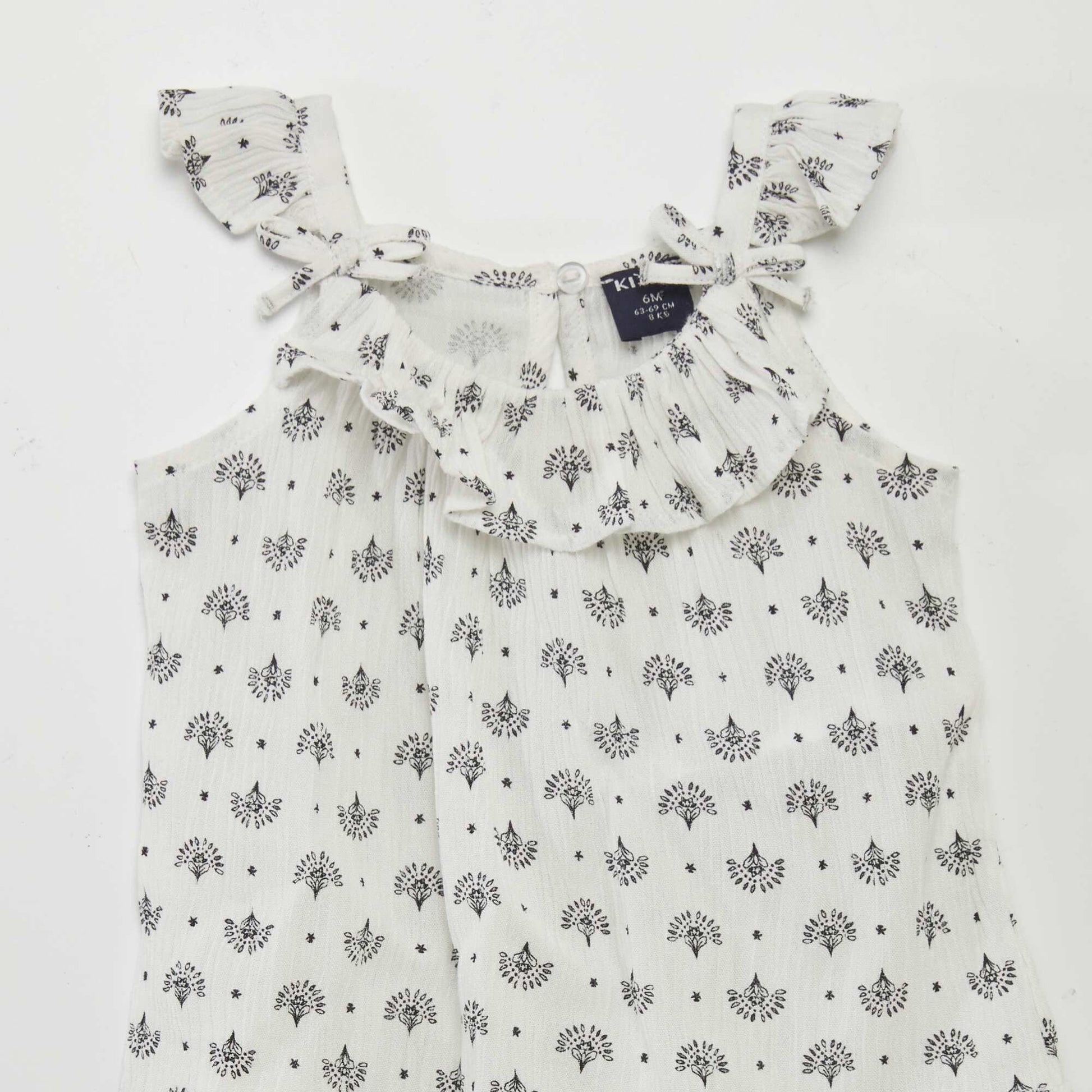 Blouse à bretelles volantées BLANC IMPRIMé