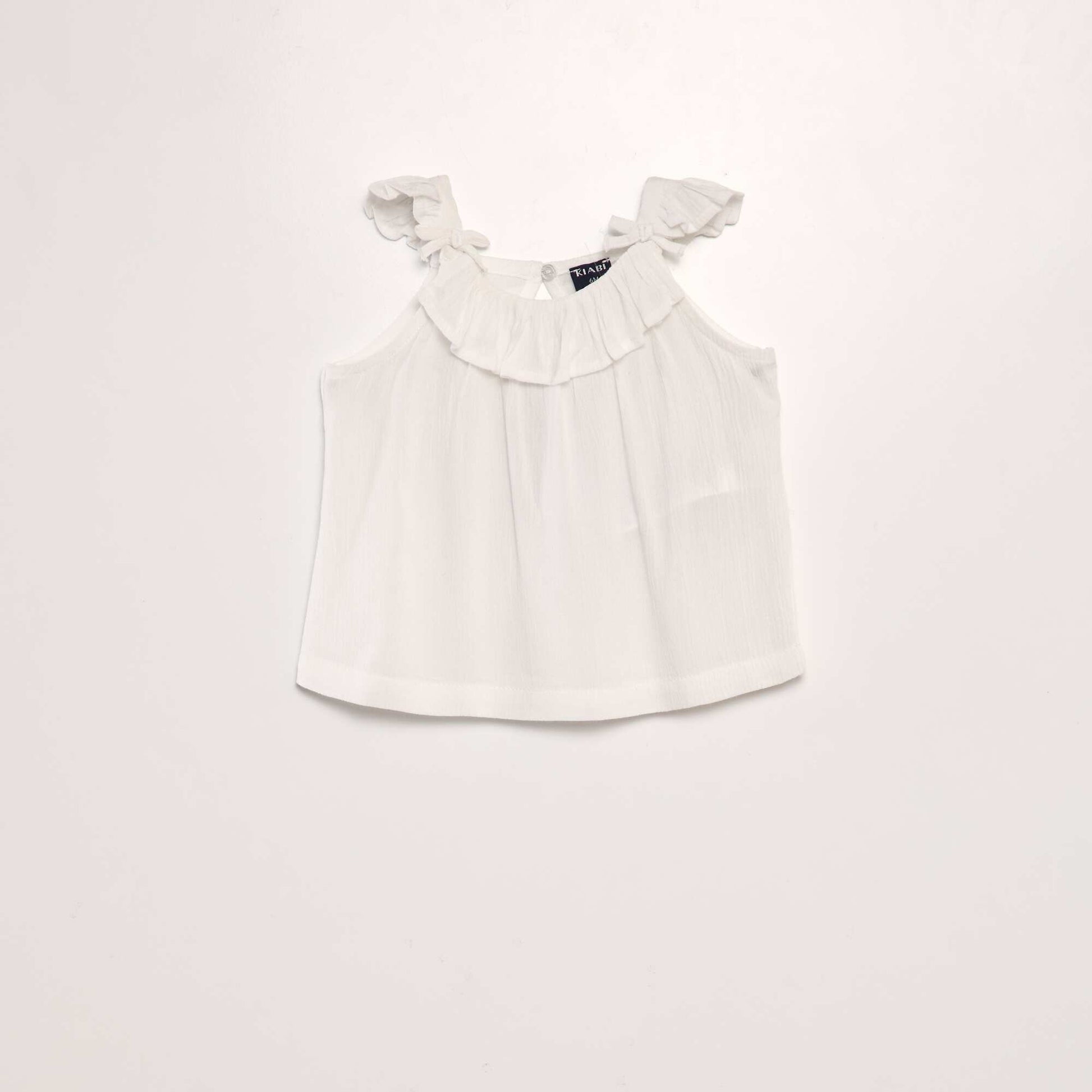 Blouse à bretelles volantées BLANC UNI