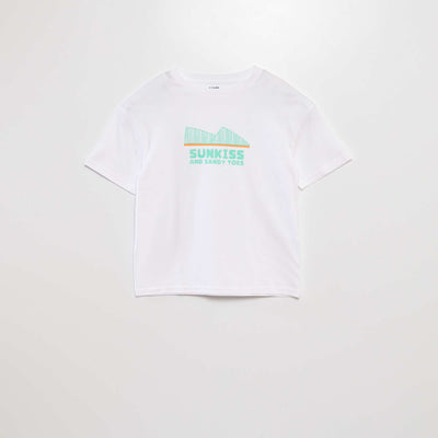 T-shirt manches courtes à message BLANC