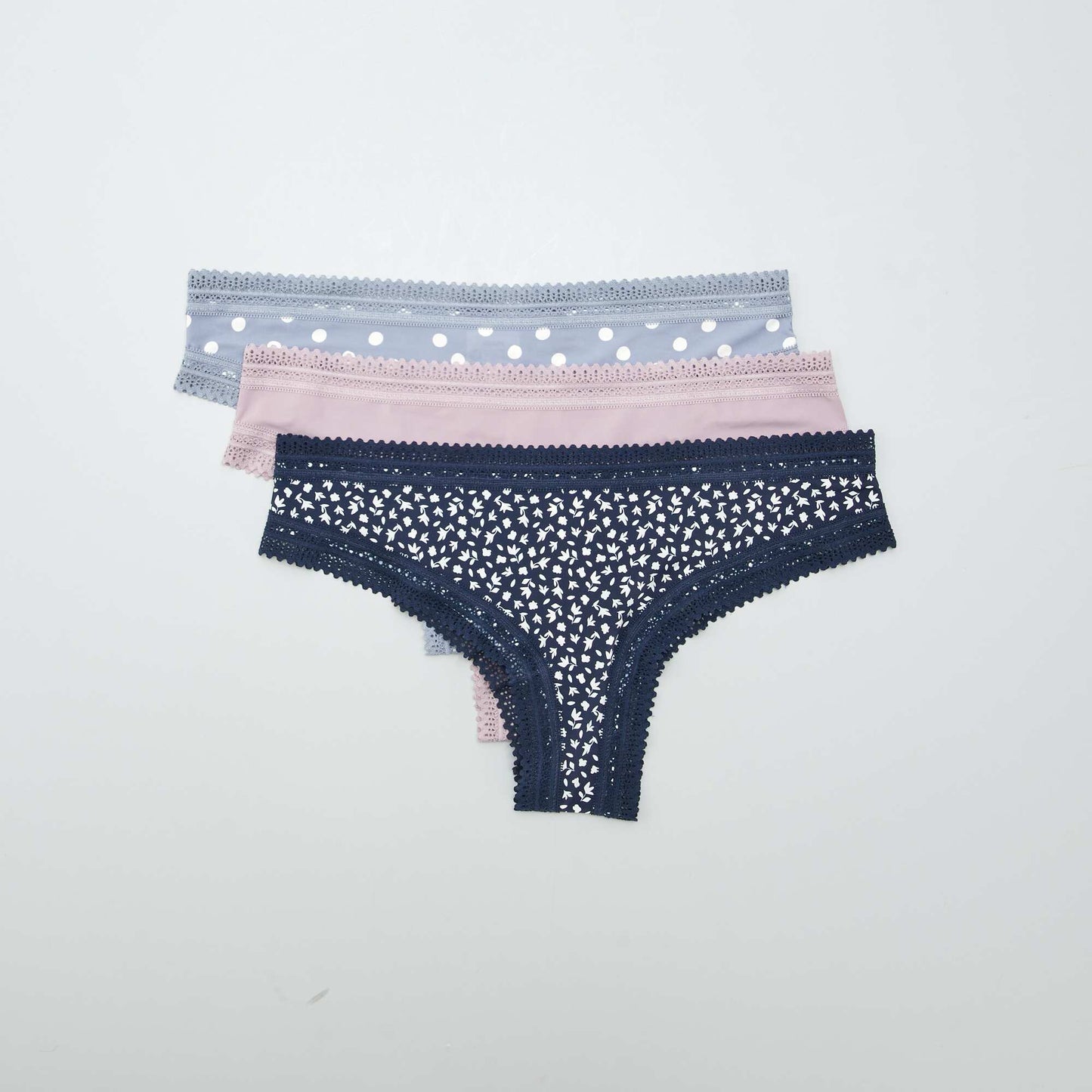 Lot de 3 tangas en microfibre imprimé VIOLET