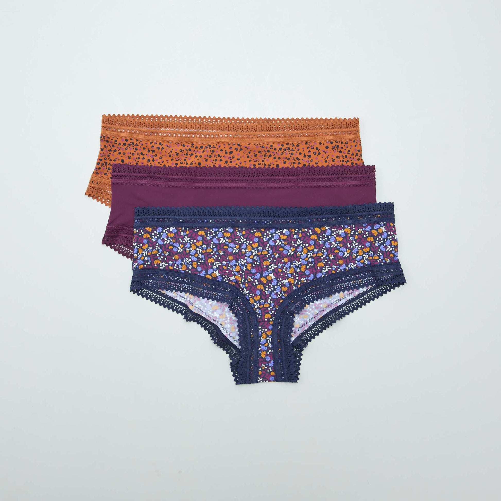 Lot de 3 shortys en microfibre imprimé VIOLET