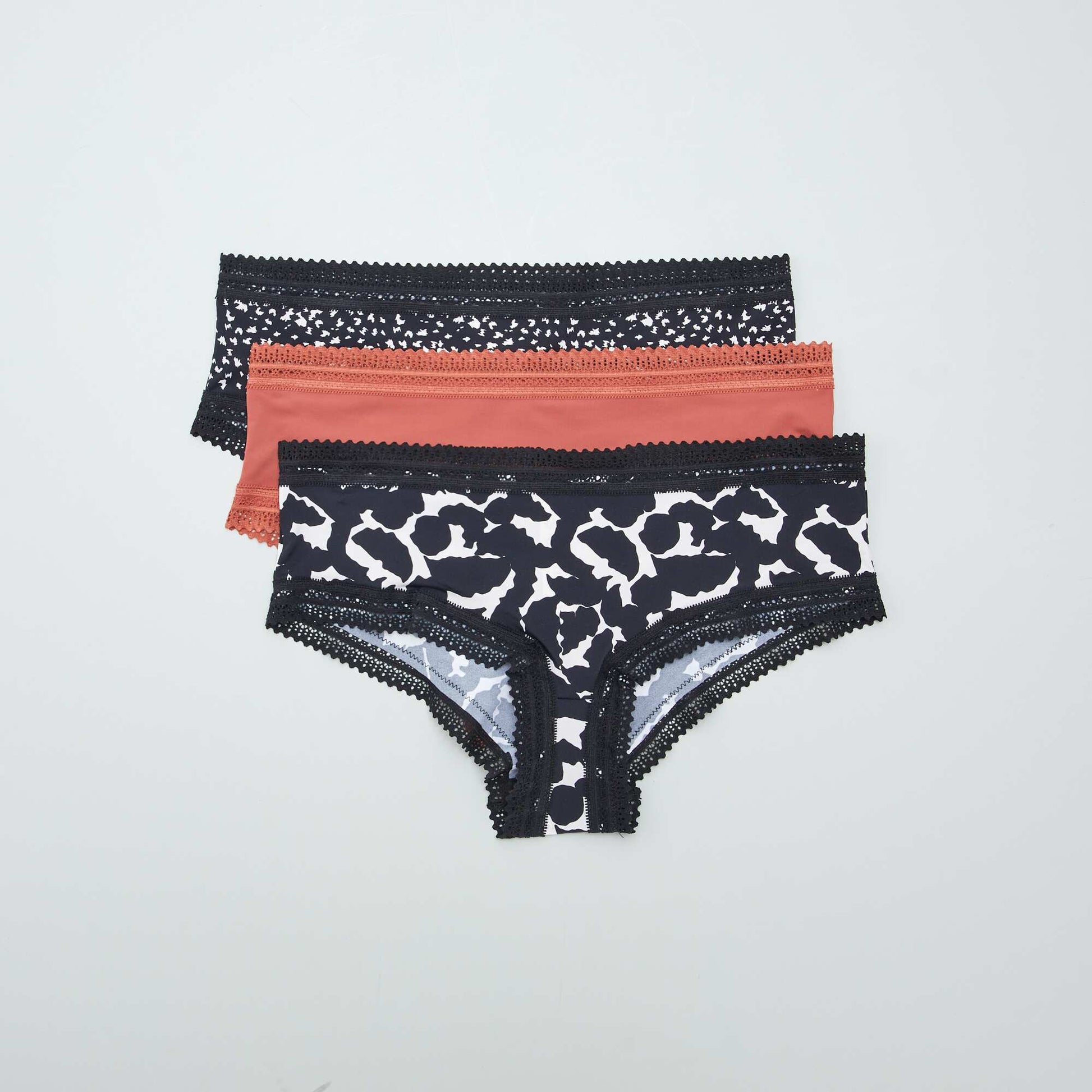 Lot de 3 shortys en microfibre imprimé NOIR