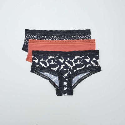 Lot de 3 shortys en microfibre imprimé NOIR