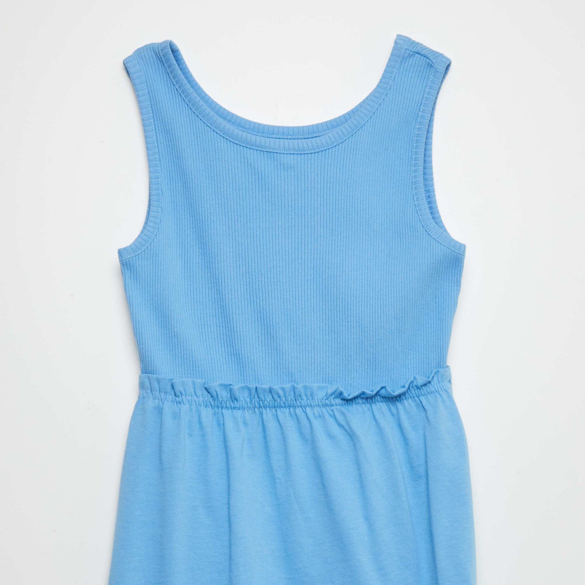 Robe côtelée sans manches BLEU
