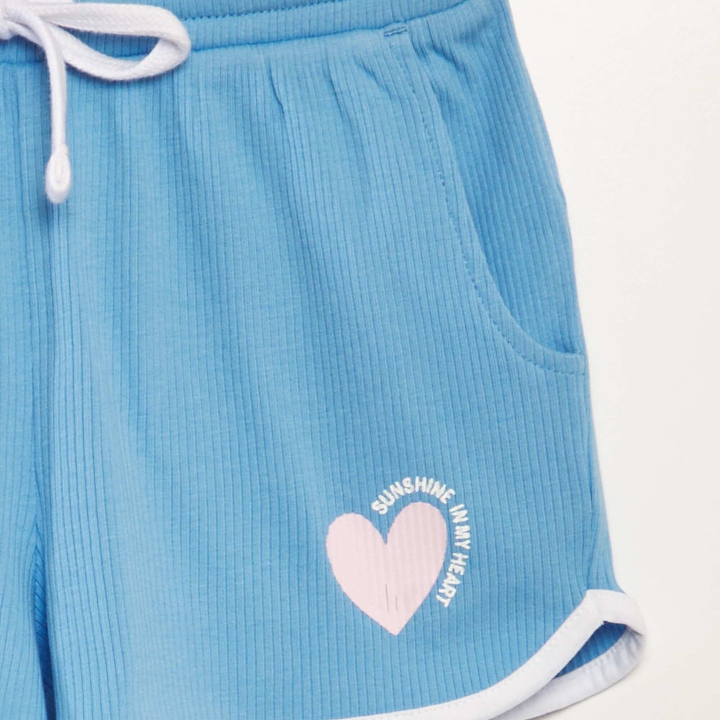 Short en maille à liseré contrastant BLEU