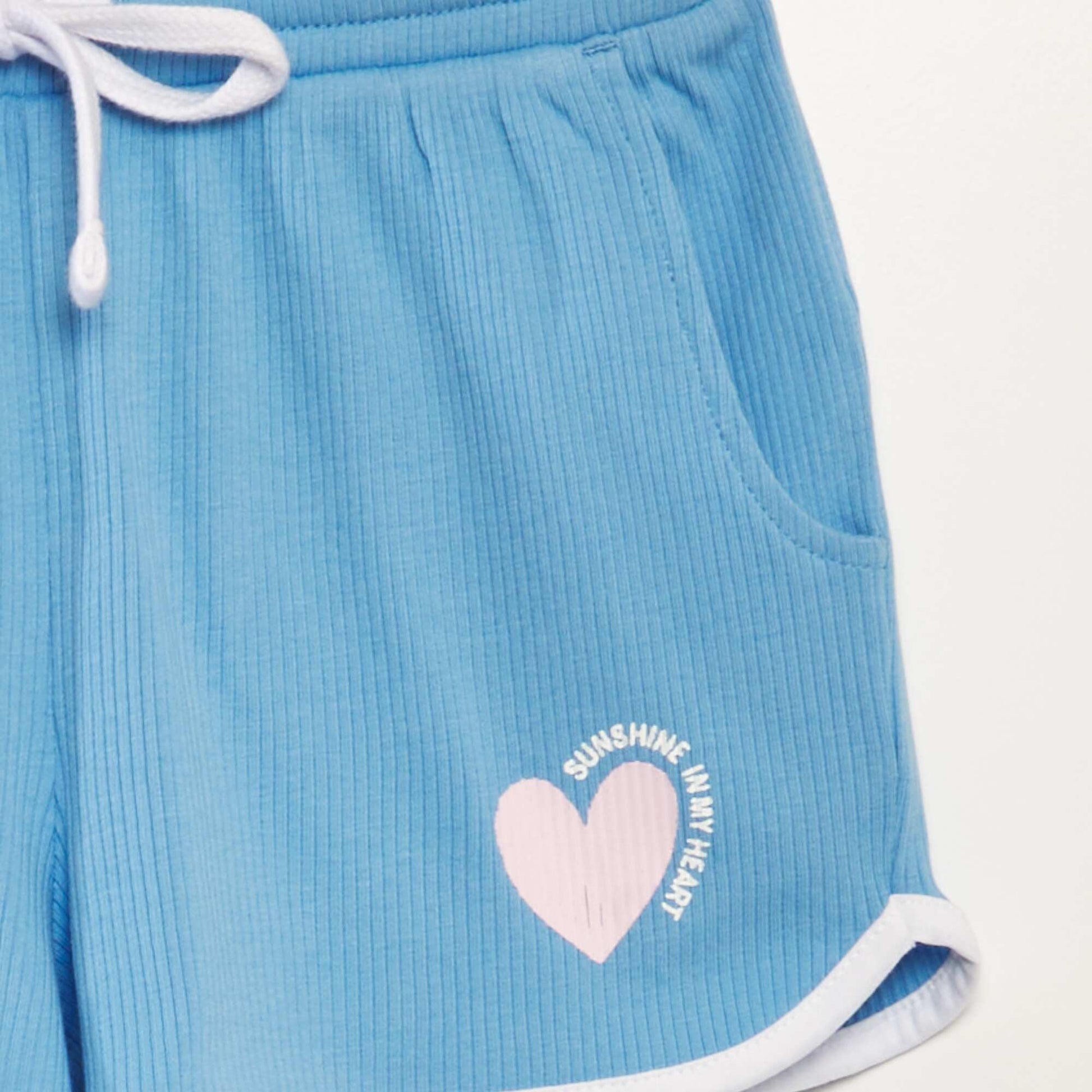 Short en maille à liseré contrastant BLEU