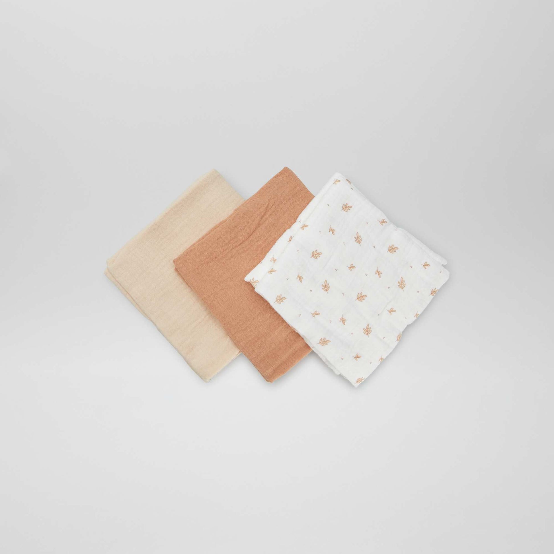 Lot de 3 langes en coton BEIGE