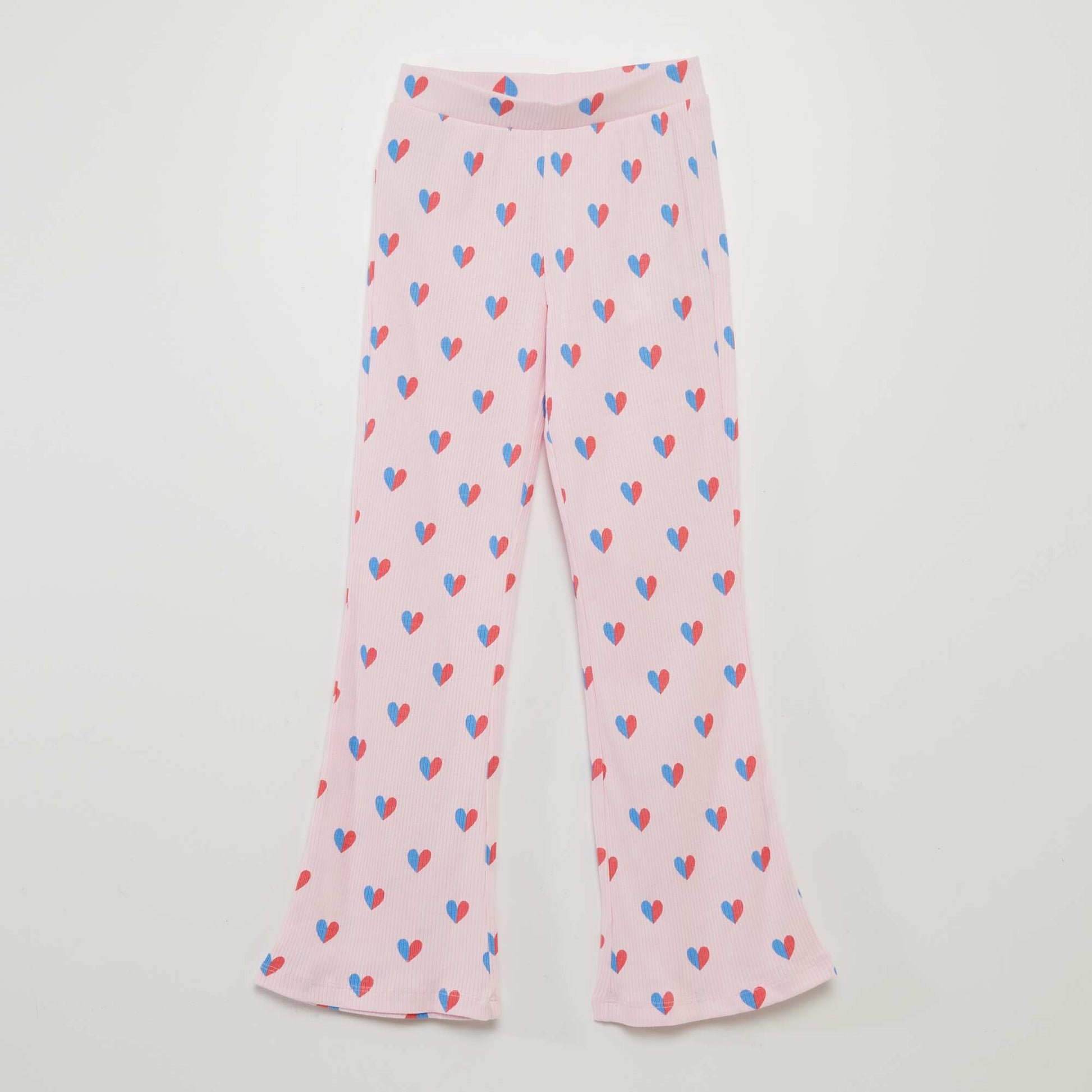Pantalon évasé à imprimé cœurs ROSE