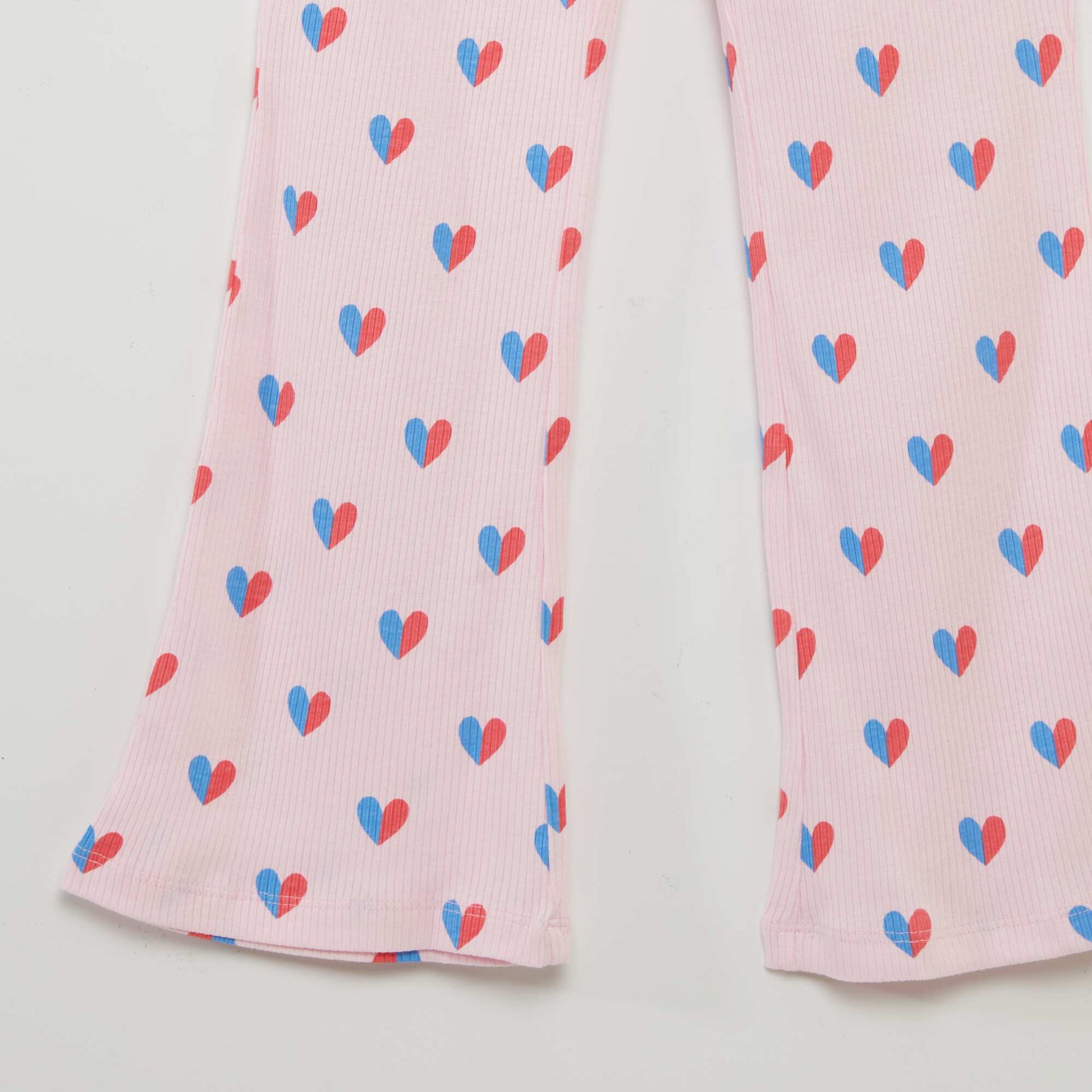 Pantalon évasé à imprimé cœurs ROSE