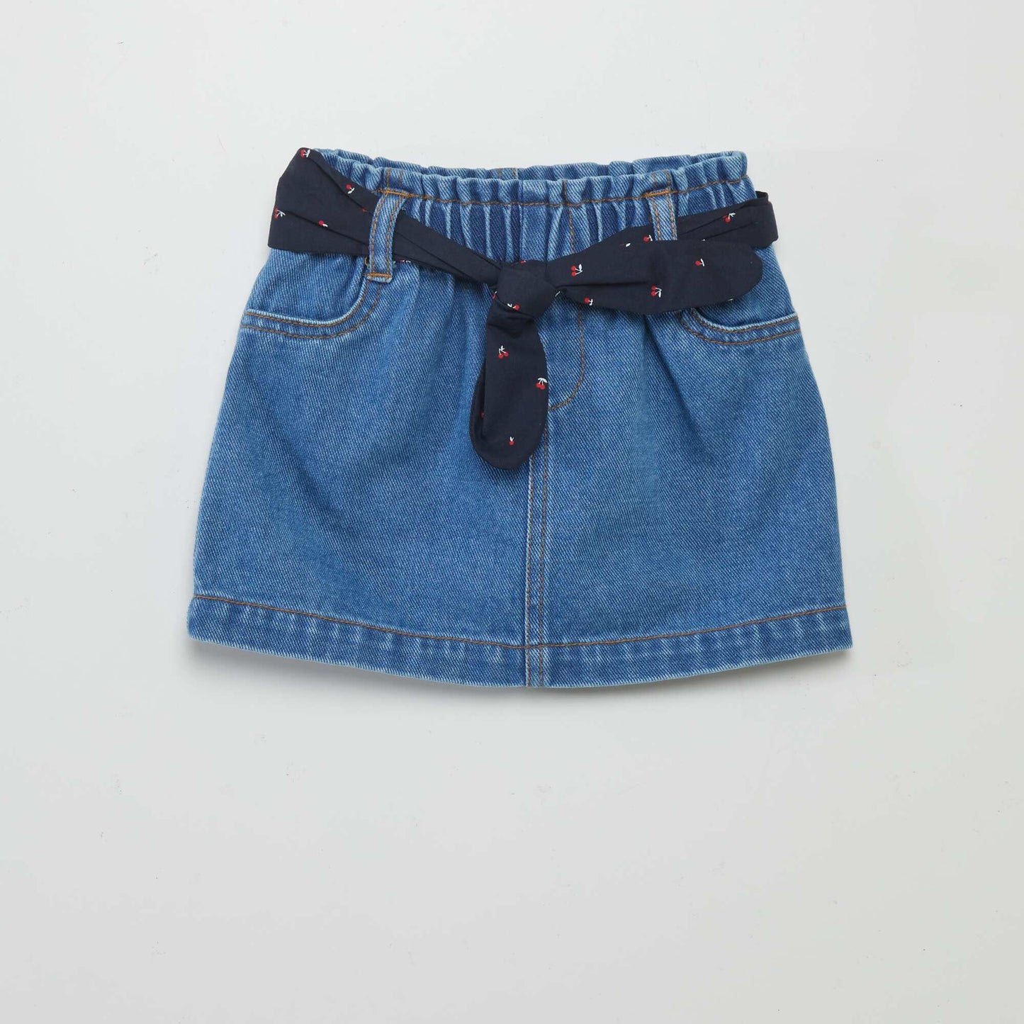 Jupe courte en jean avec ceinture BLEU
