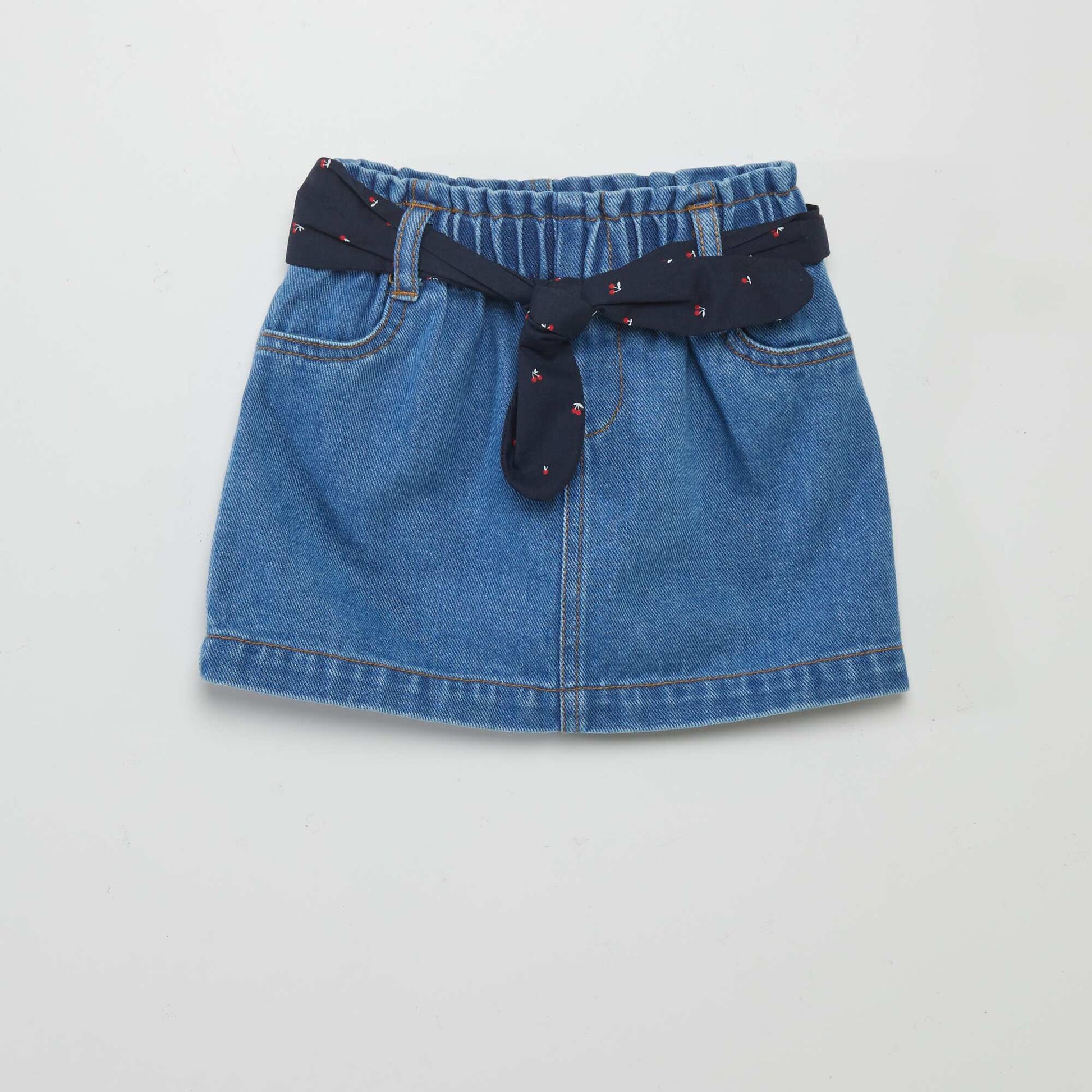 Jupe courte en jean avec ceinture BLEU