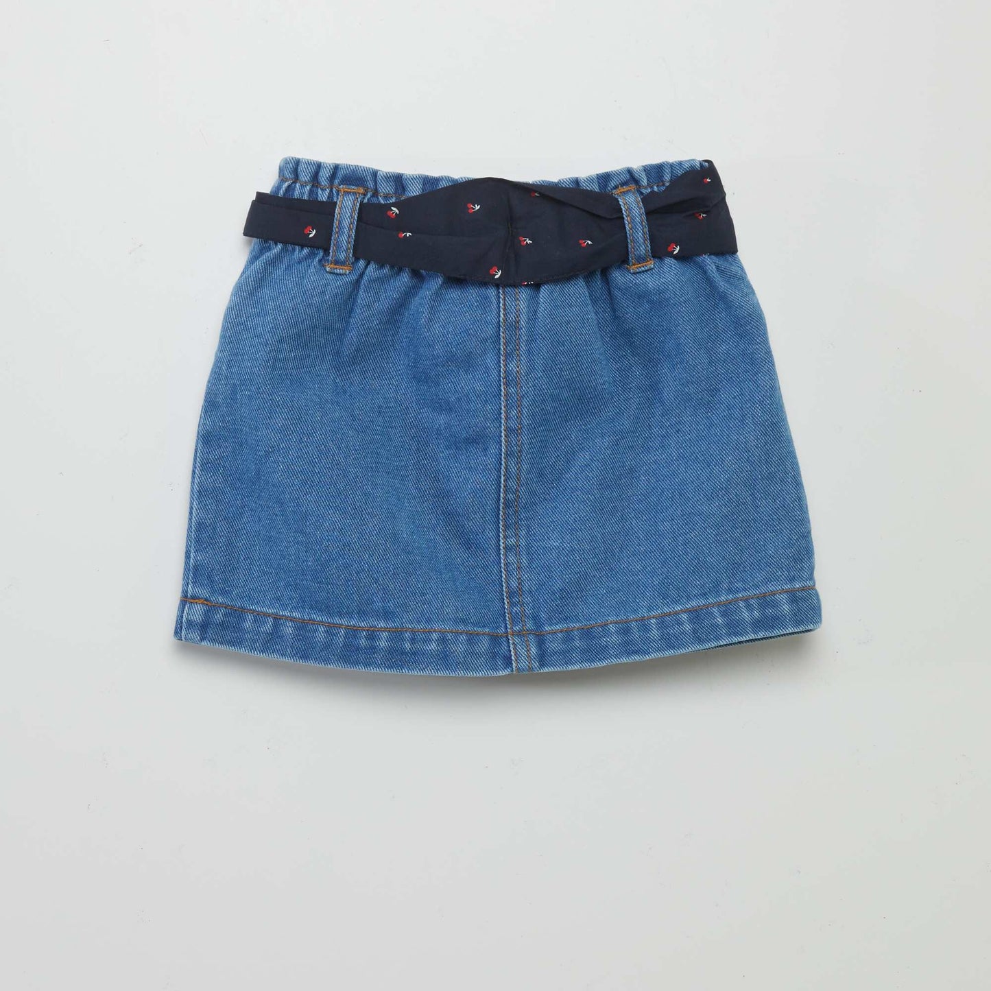 Jupe courte en jean avec ceinture BLEU