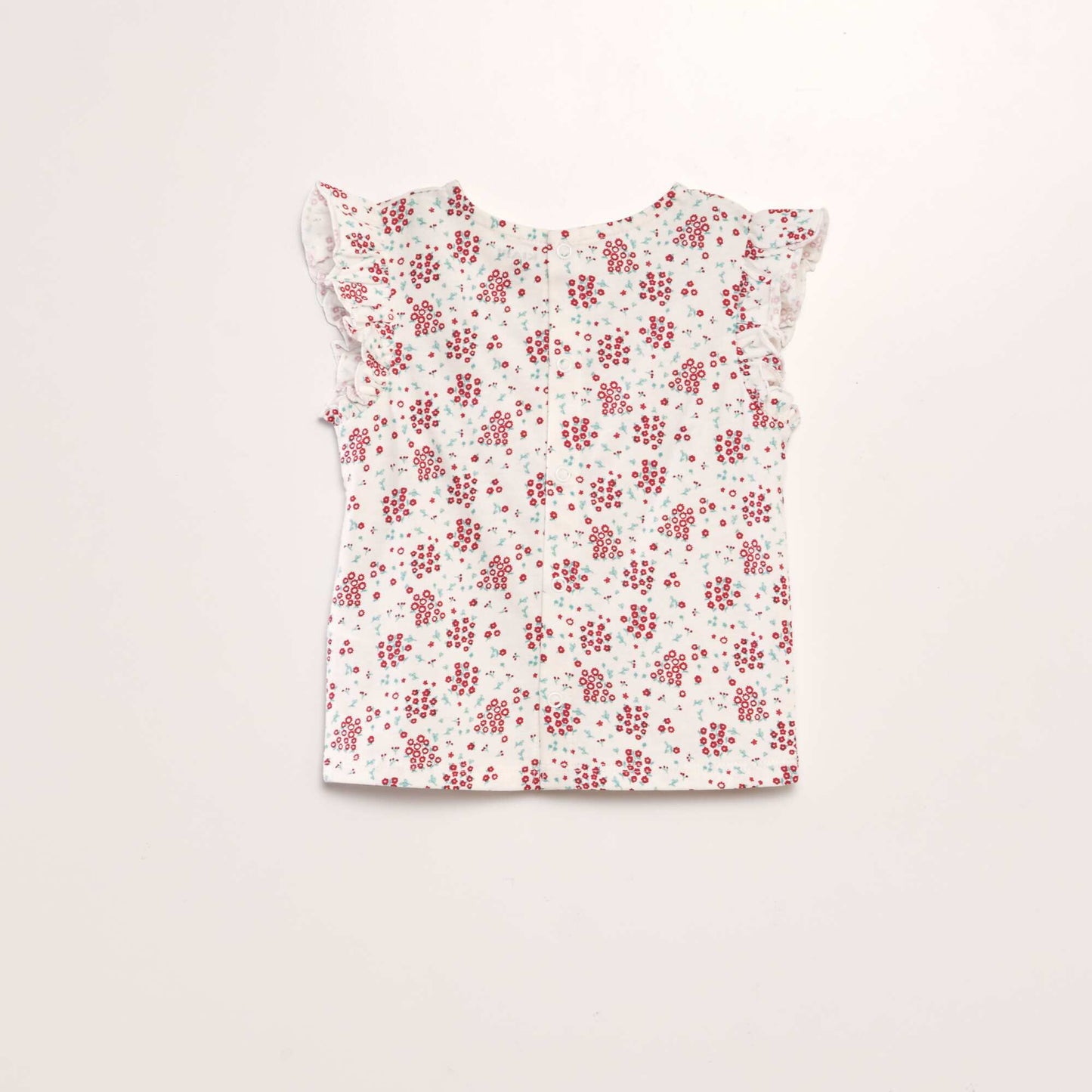 T-shirt à manches volantées ROUGE FLEUR