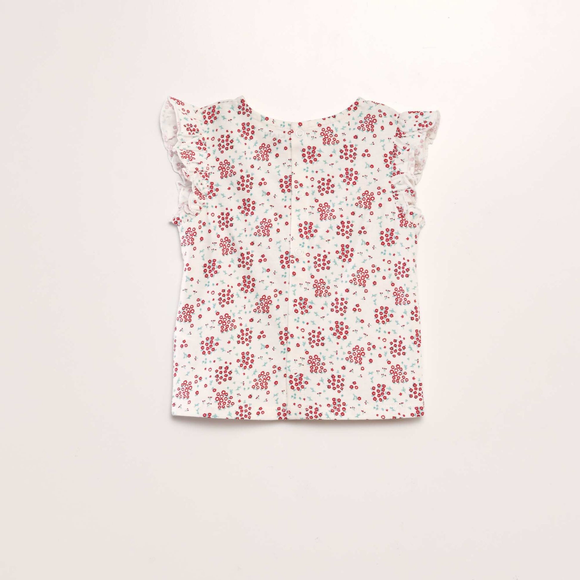 T-shirt à manches volantées ROUGE FLEUR