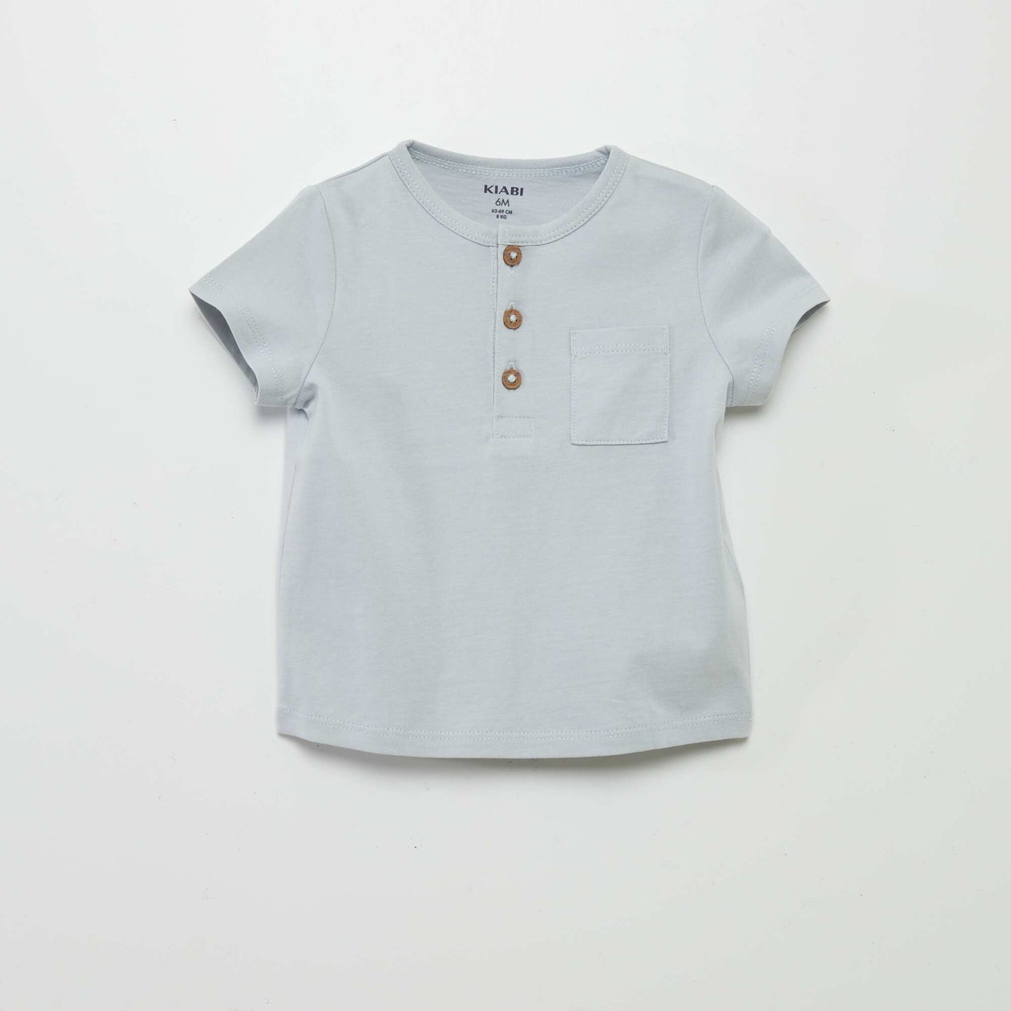 Tee-shirt col tunisien BLEU