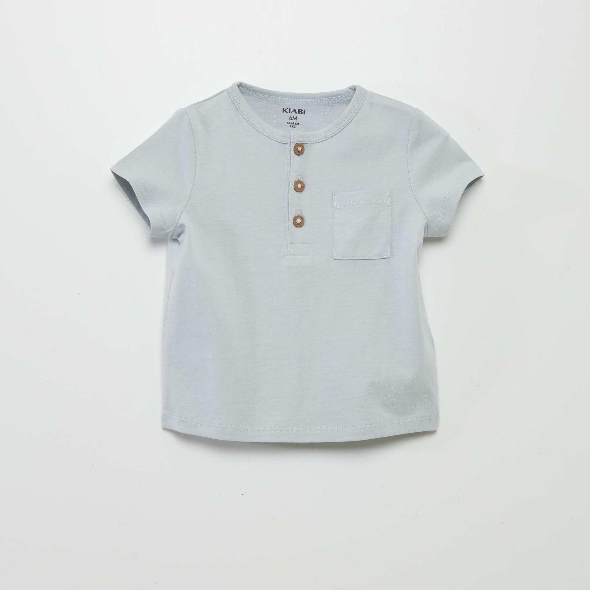 Tee-shirt col tunisien BLEU