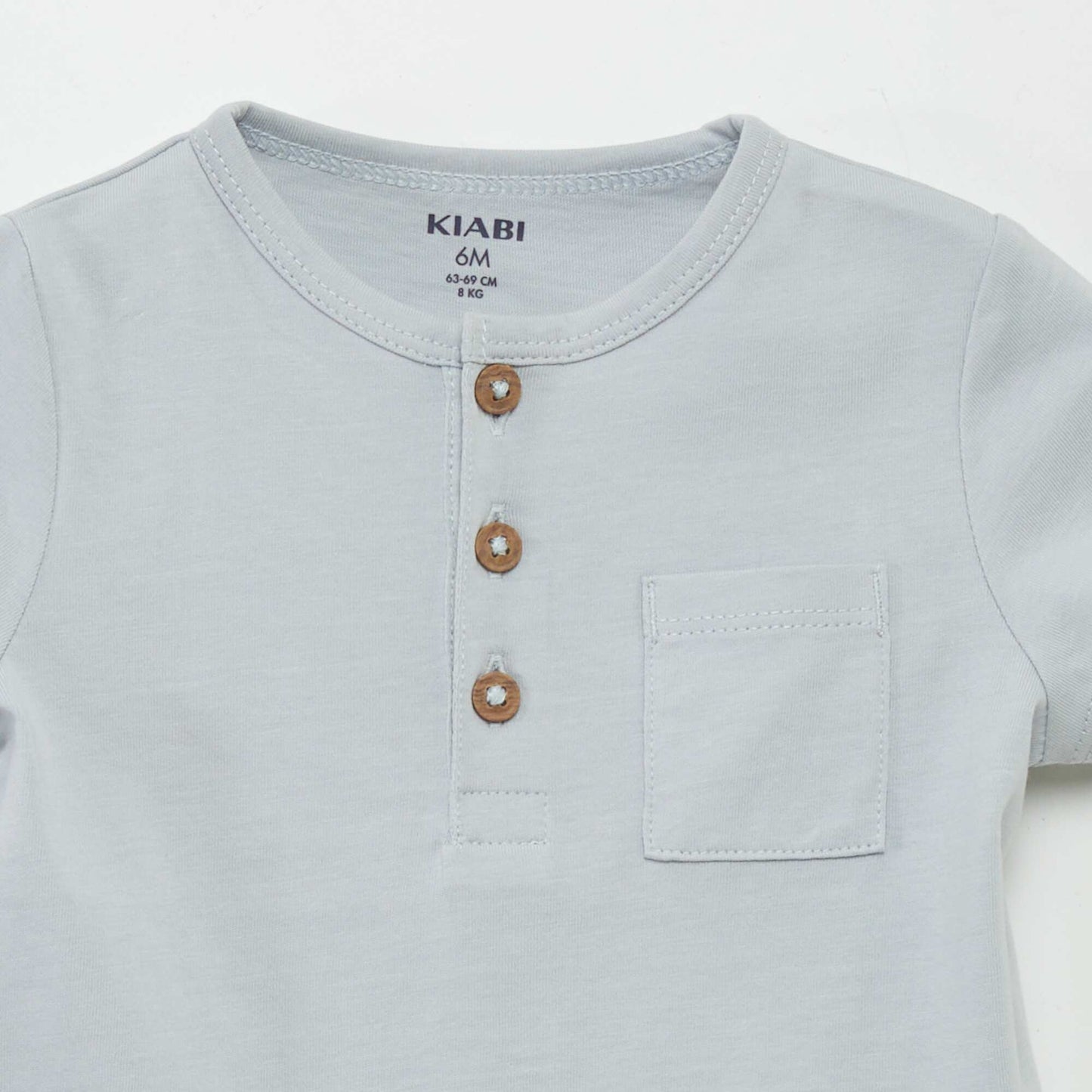 Tee-shirt col tunisien BLEU
