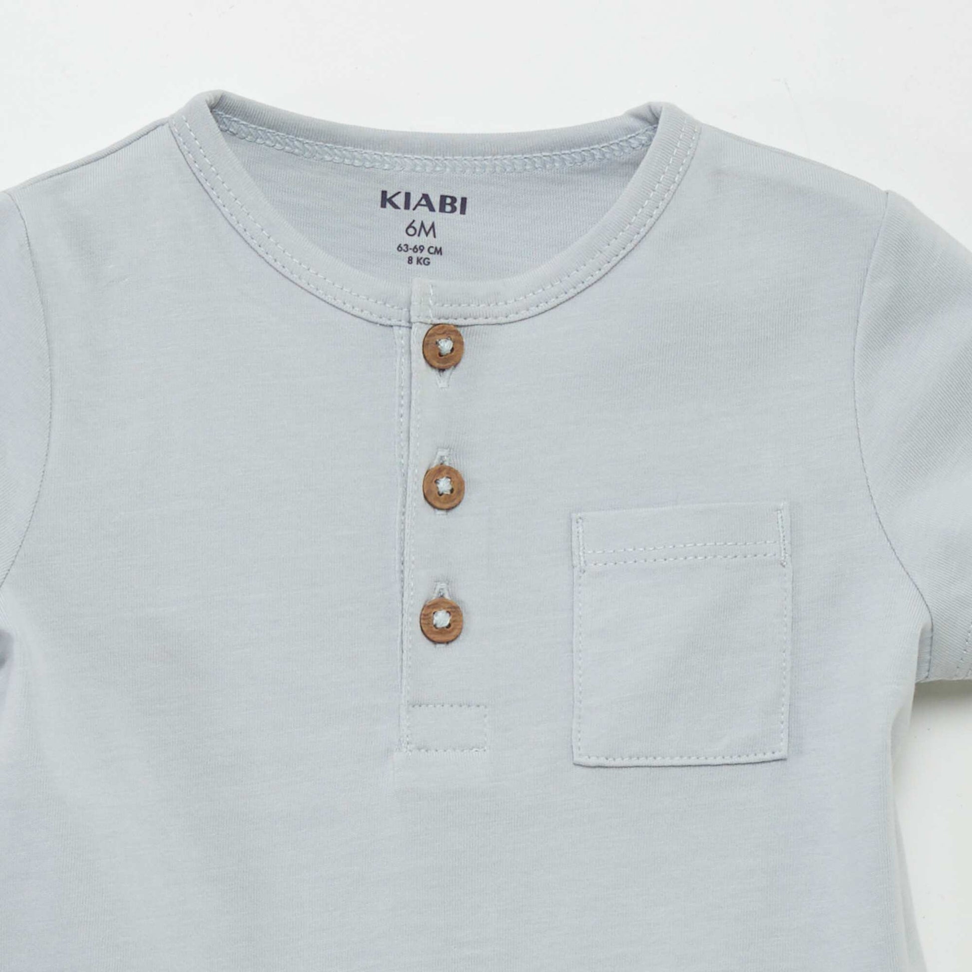 Tee-shirt col tunisien BLEU