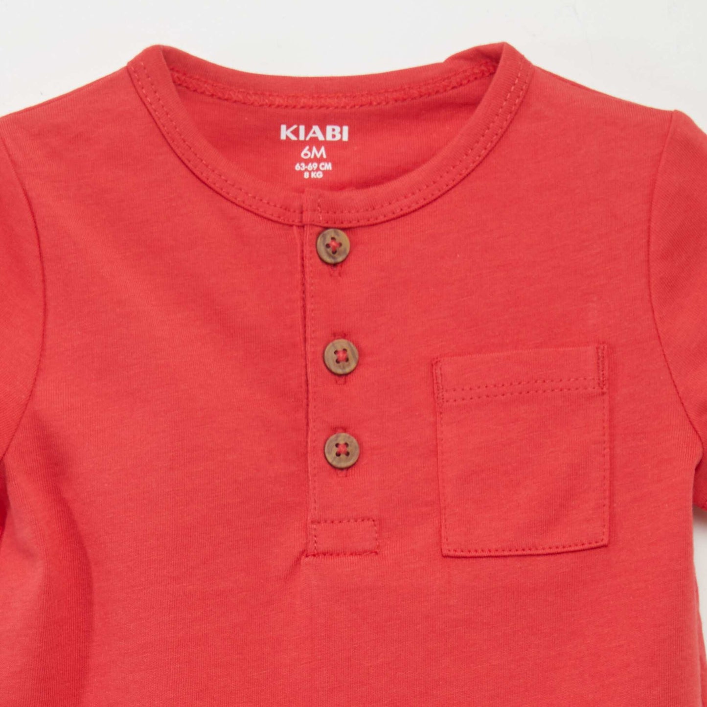 Tee-shirt col tunisien ROUGE