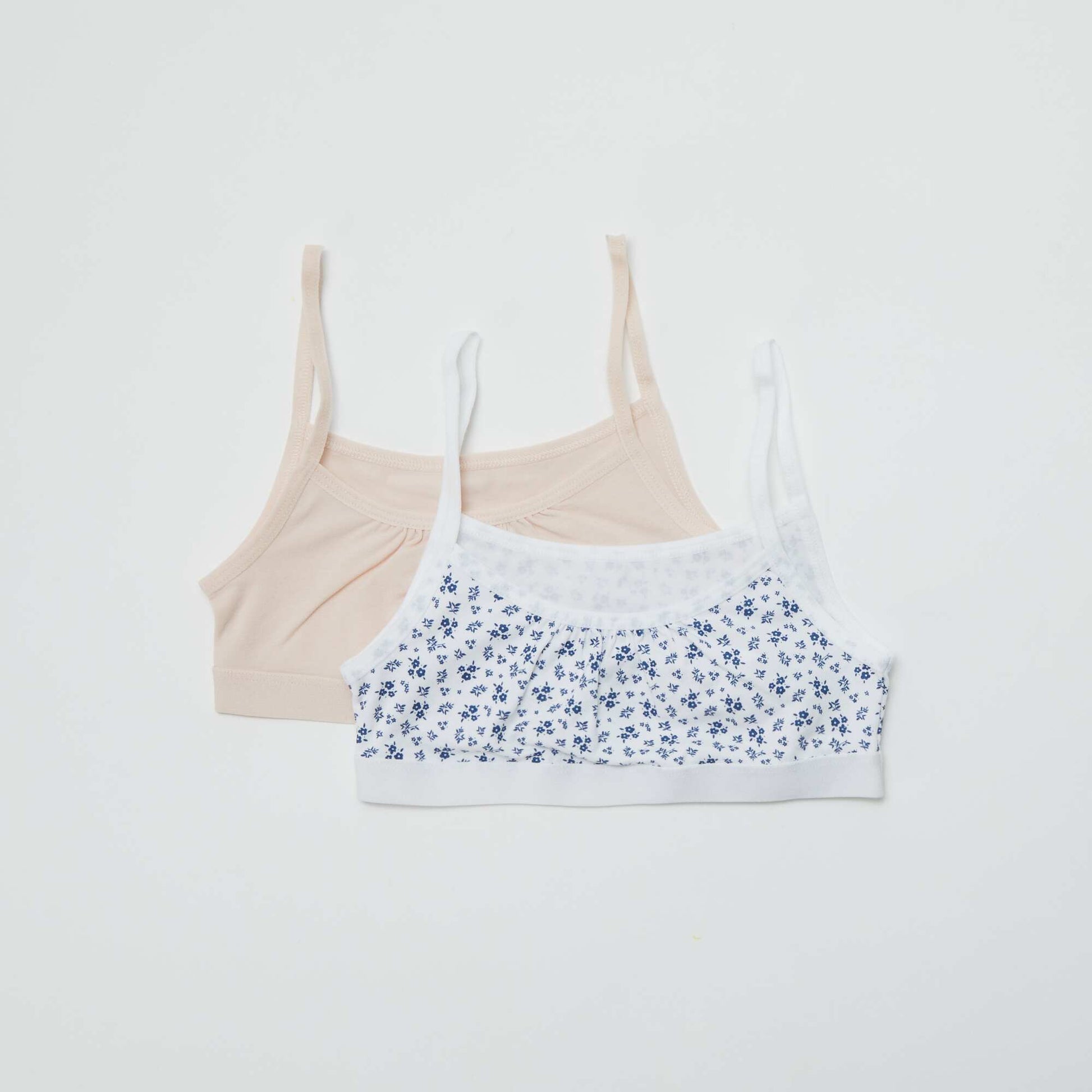 Brassières à fines bretelles en jersey - Lot de 2 BLANC/ROSE