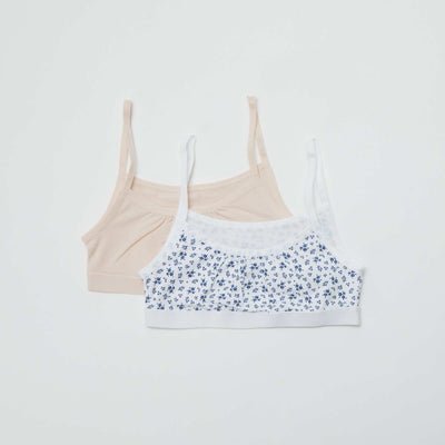 Brassières à fines bretelles en jersey - Lot de 2 BLANC/ROSE
