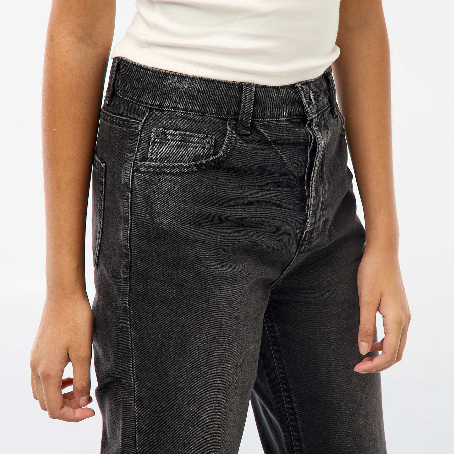 Jean droit à taille haute NOIR