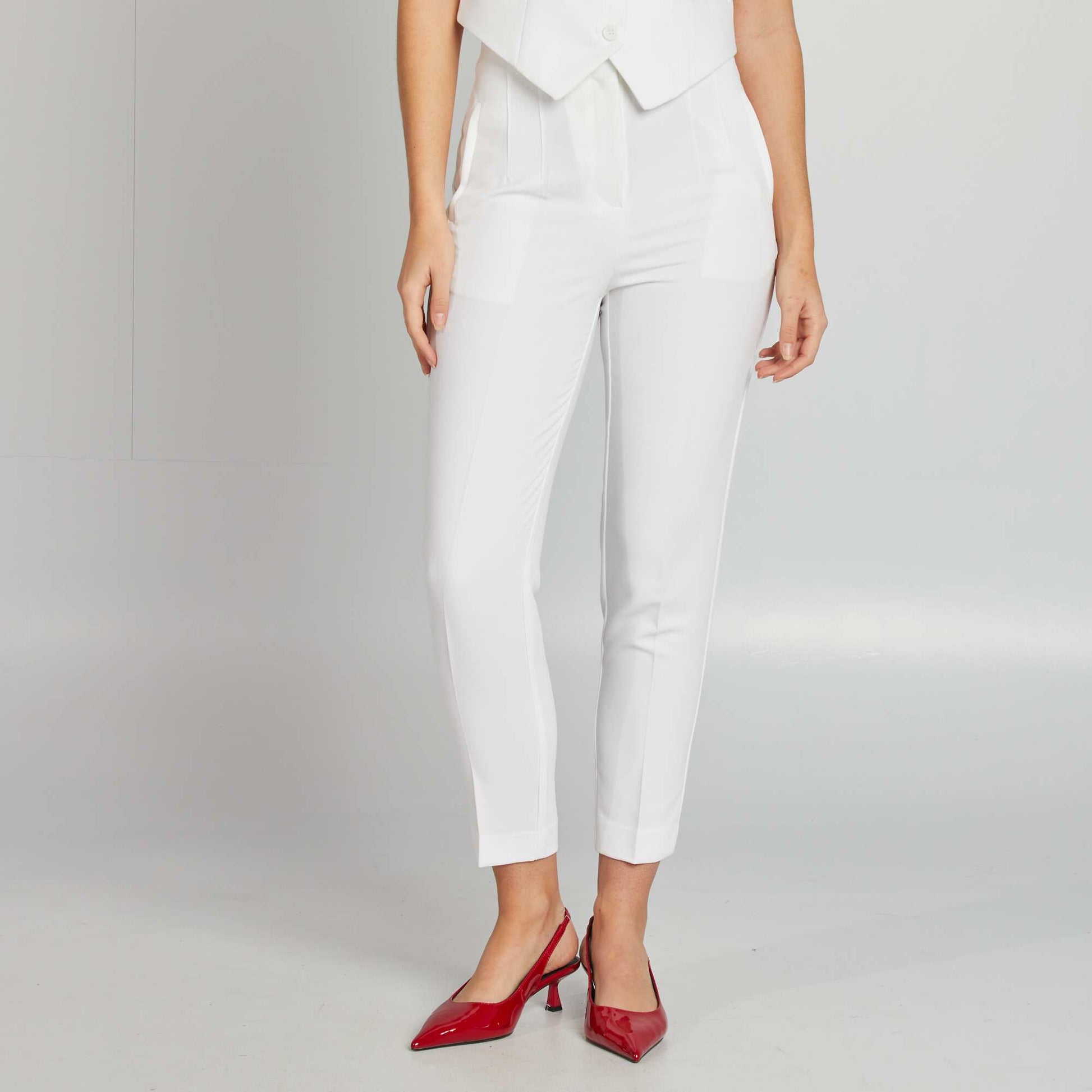 Pantalon droit taille haute BLANC
