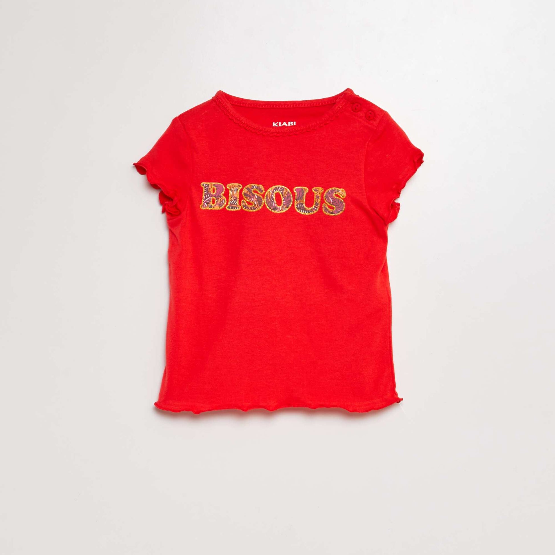 T-shirt imprimé avec manches volantée BLANC