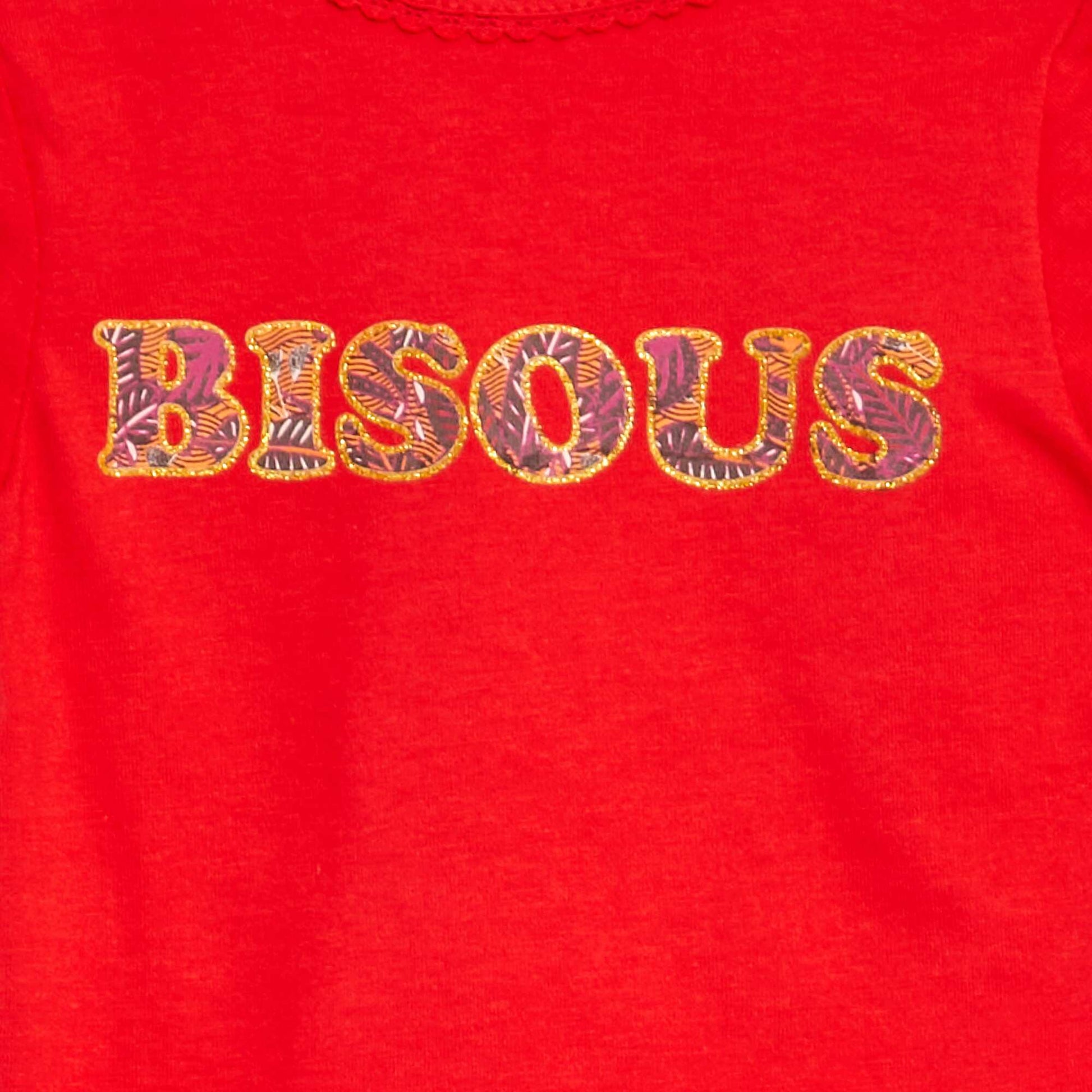 T-shirt imprimé avec manches volantée BLANC