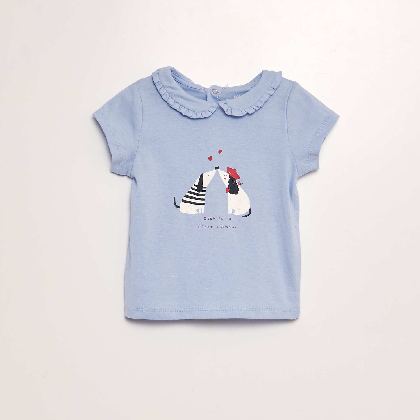 T-shirt avec col collerette BLEU