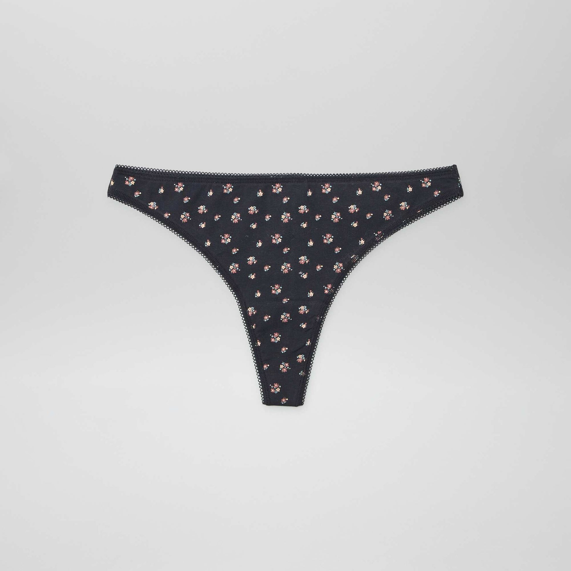 Lot de 3 tangas en coton éCRU/NOIR/ROSE