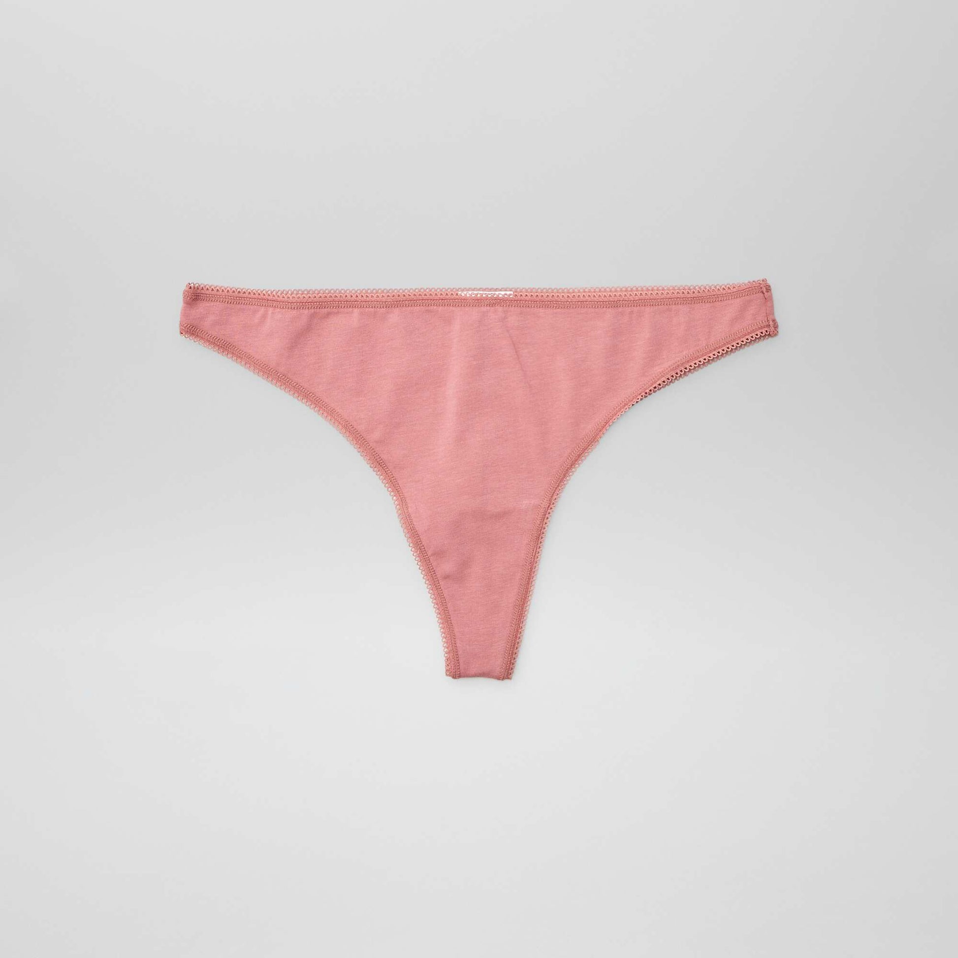 Lot de 3 tangas en coton éCRU/NOIR/ROSE