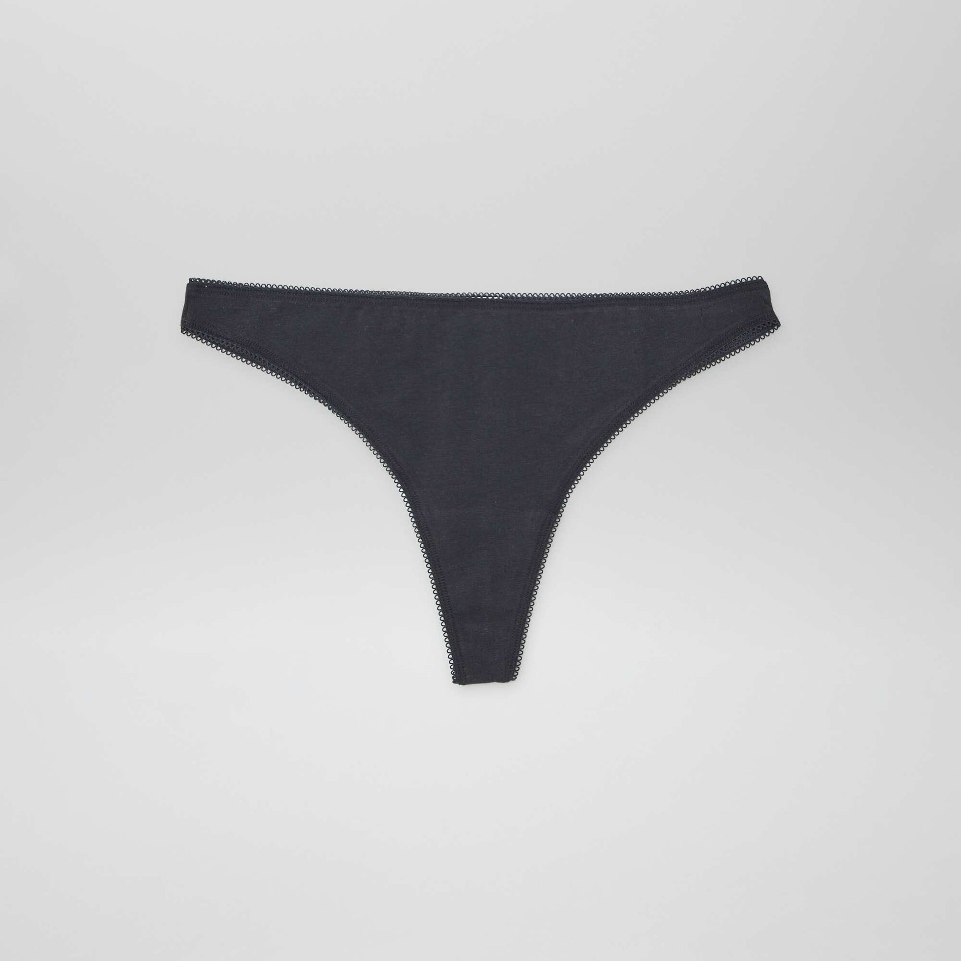 Lot de 3 tangas en coton ECRU/GRIS/NOIR