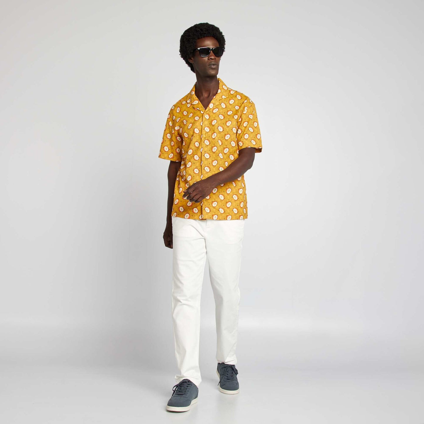 Chemise en lin mélangé imprimé JAUNE