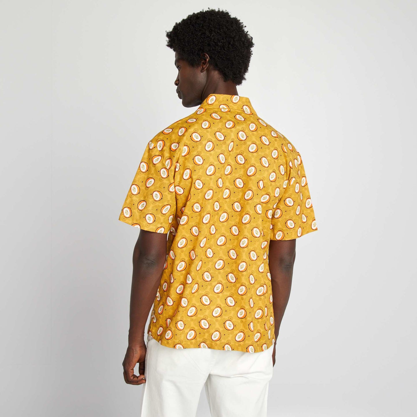 Chemise en lin mélangé imprimé JAUNE
