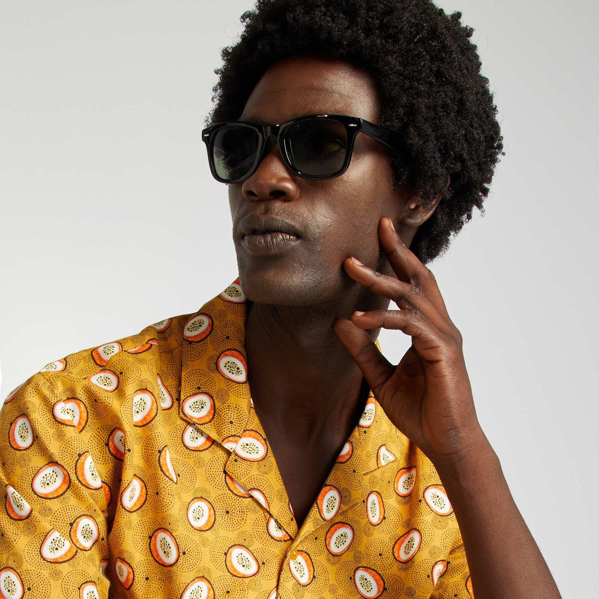 Chemise en lin mélangé imprimé JAUNE