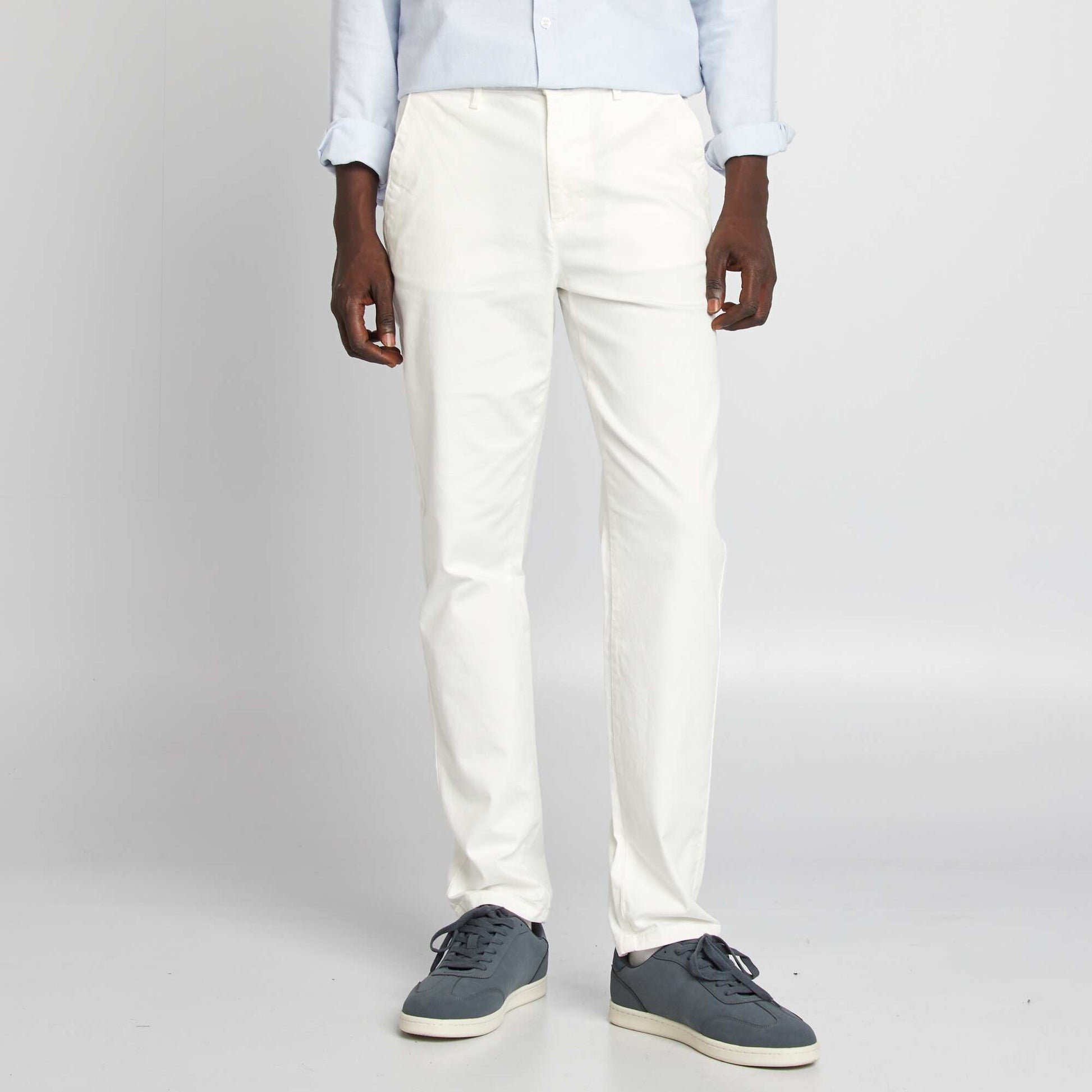 Pantalon chino uni BLANC