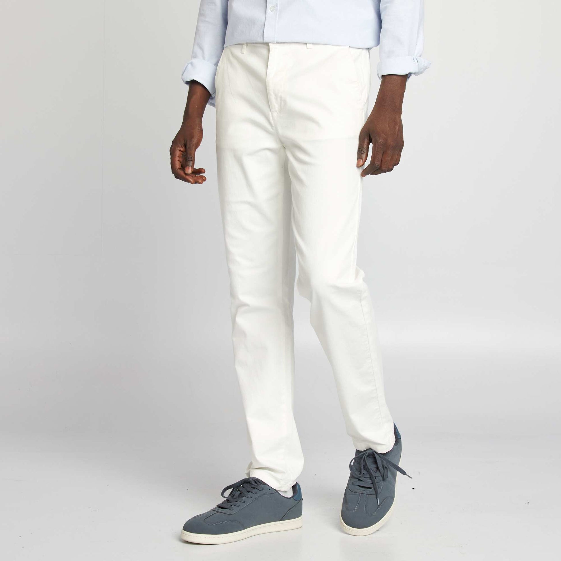 Pantalon chino uni BLANC